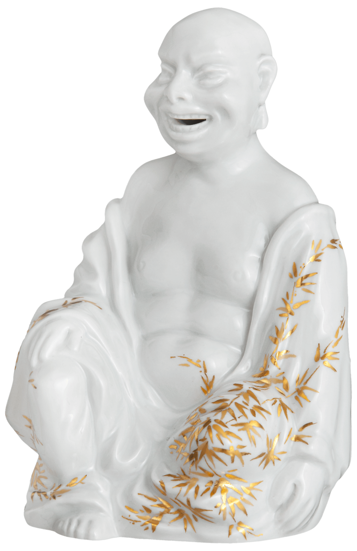 Buddha Figur, Weiß mit Golddekor, H 11.5 cm | Meissen Figuren Individuell 900274 - 67089 - Meissen Weimar