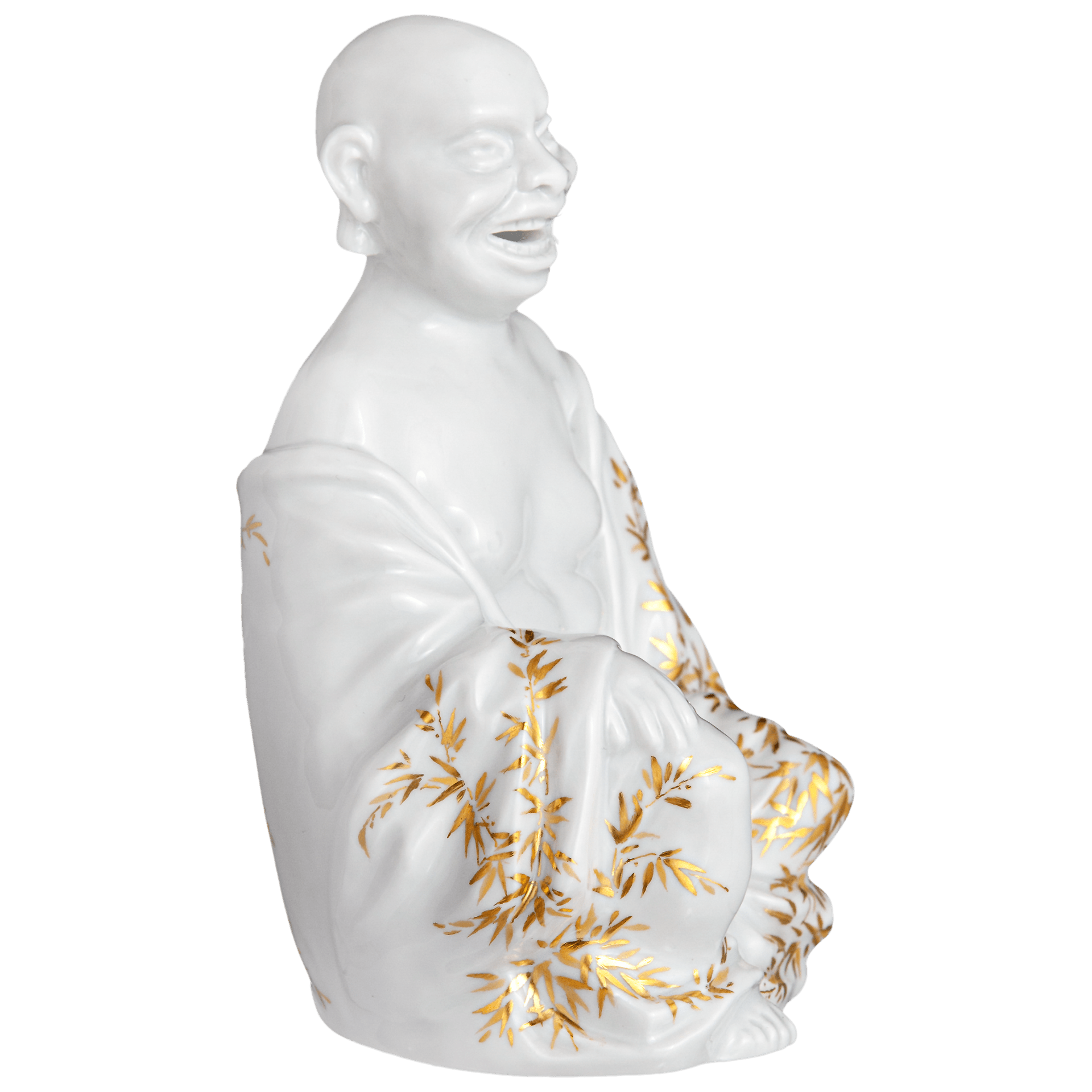 Buddha Figur, Weiß mit Golddekor, H 11.5 cm | Meissen Figuren Individuell 900274 - 67089 - Meissen Weimar