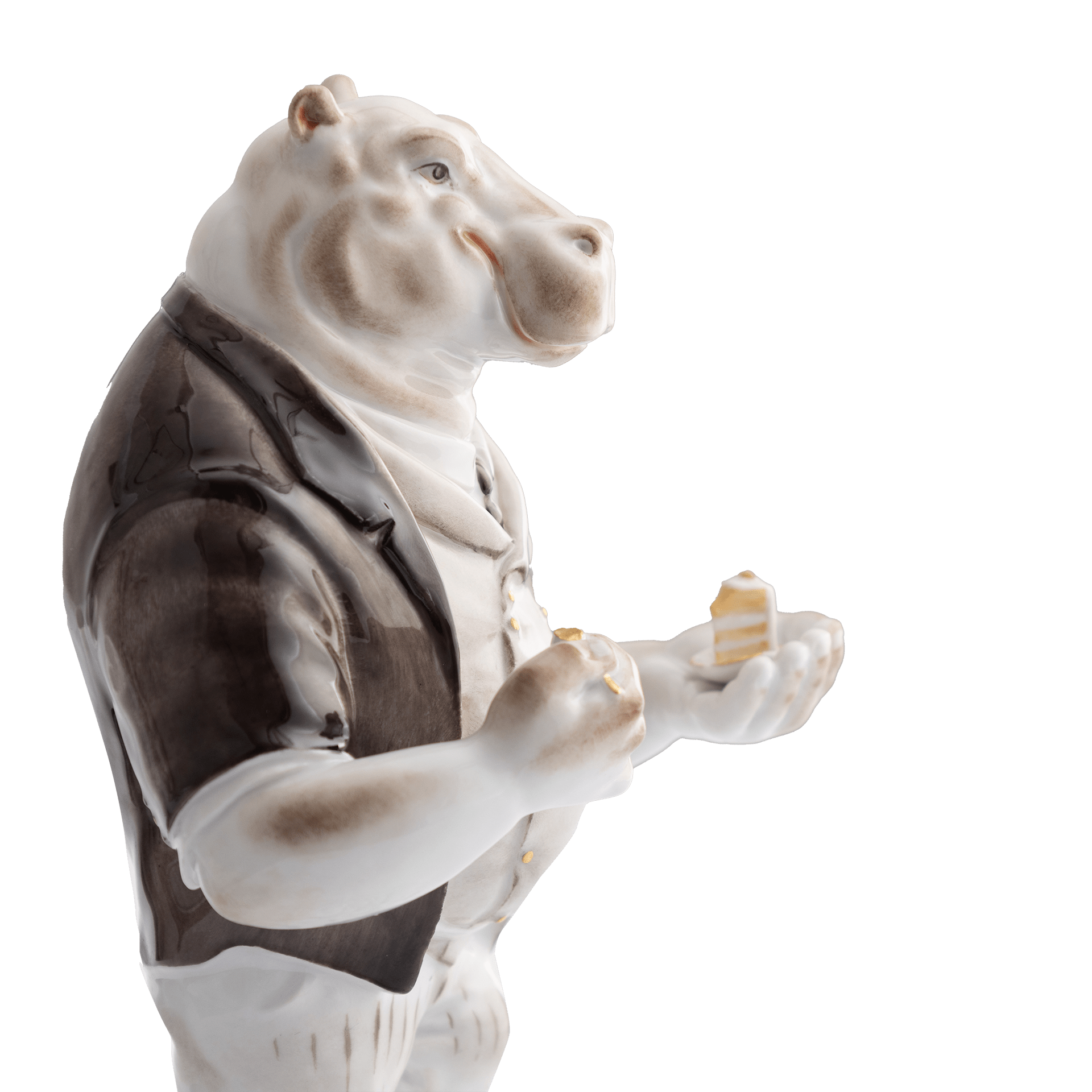 Bunt staffiertes Nilpferd mit Brille - 'Mr. Moderate', H 18 cm | Meissen Skulpturen - Atelier 900300 - 78058 - Meissen Weimar