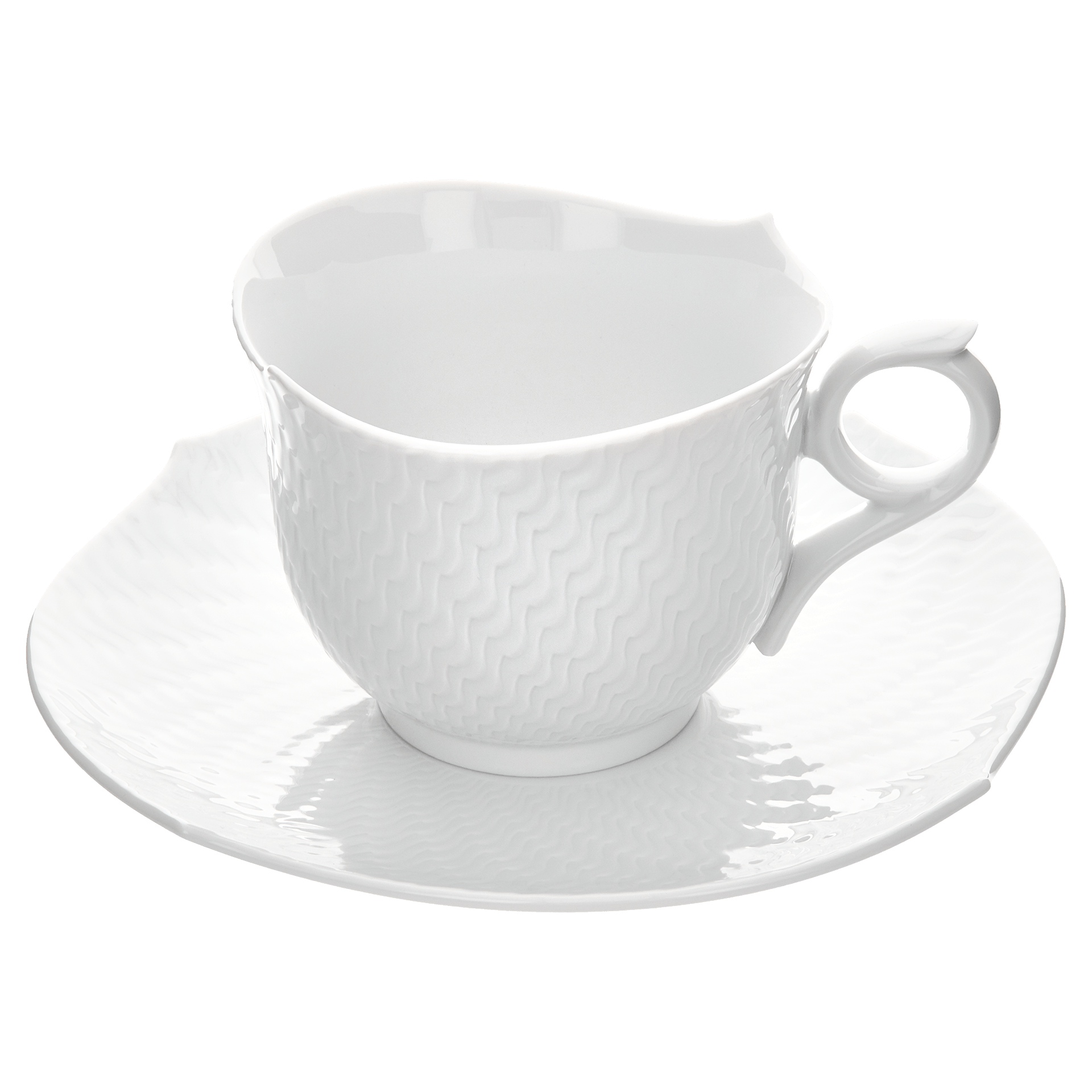 Cappuccinotasse Weiß, 0,3 l | Meissen Wellenspiel Relief 000001 - 29586 - Meissen Weimar