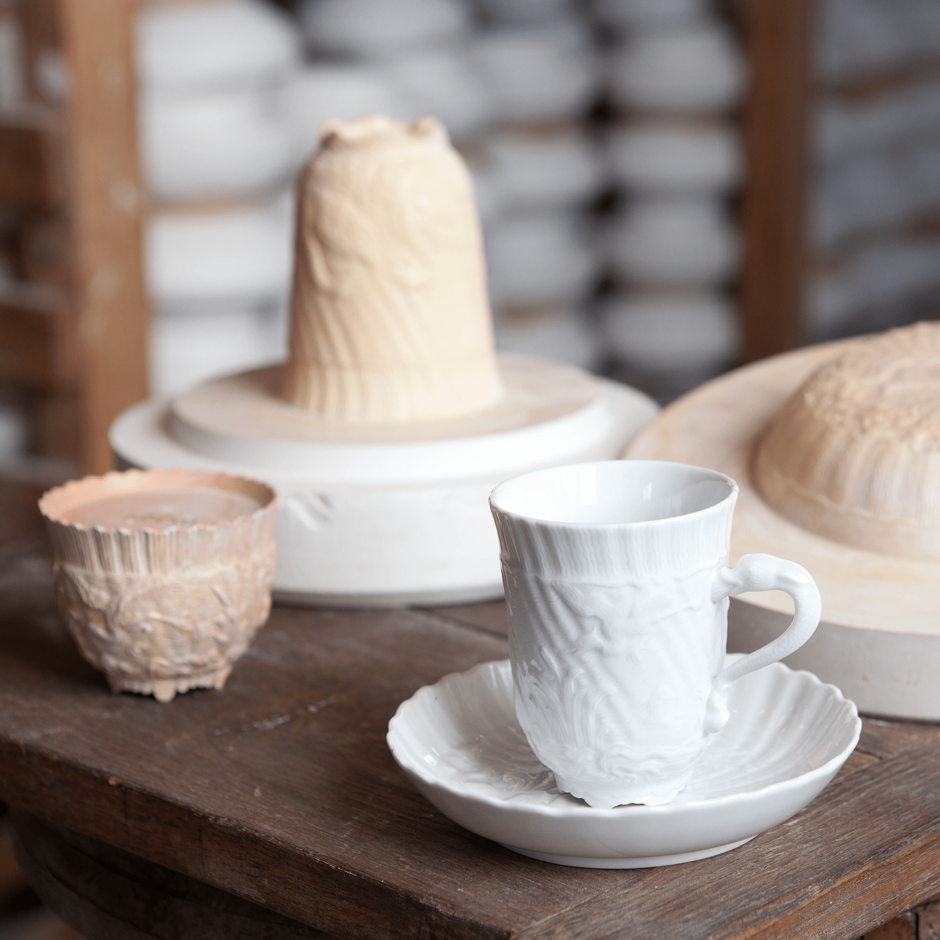 Cappuccinotasse, Weiß, H 9 cm | Meissen Schwanendessin 000001 - 05587 - Meissen Weimar