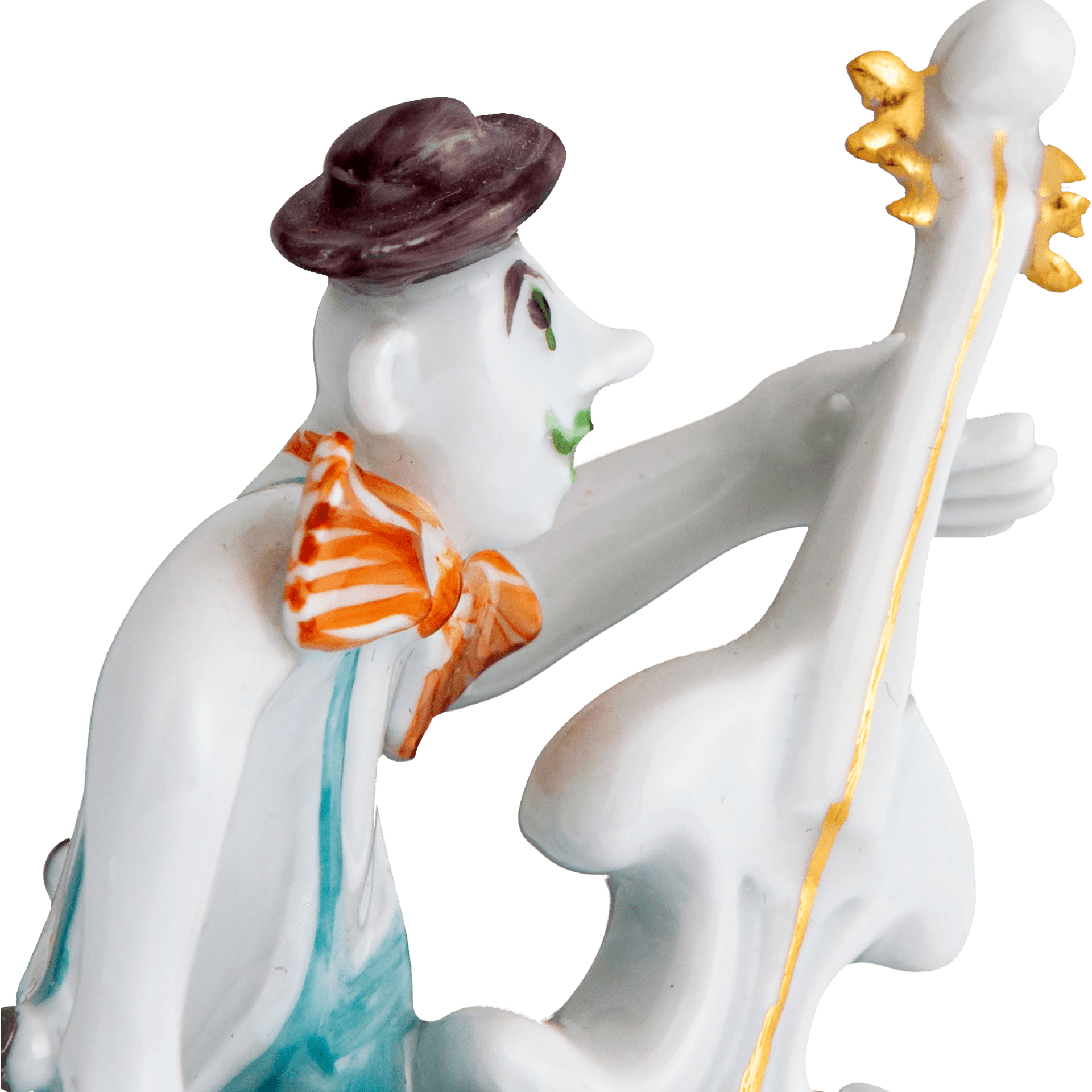 Clown mit Baßgeige, Platin staffiert, reich, 7 cm | Clownskapelle 901300 - 60657 - Meissen Weimar