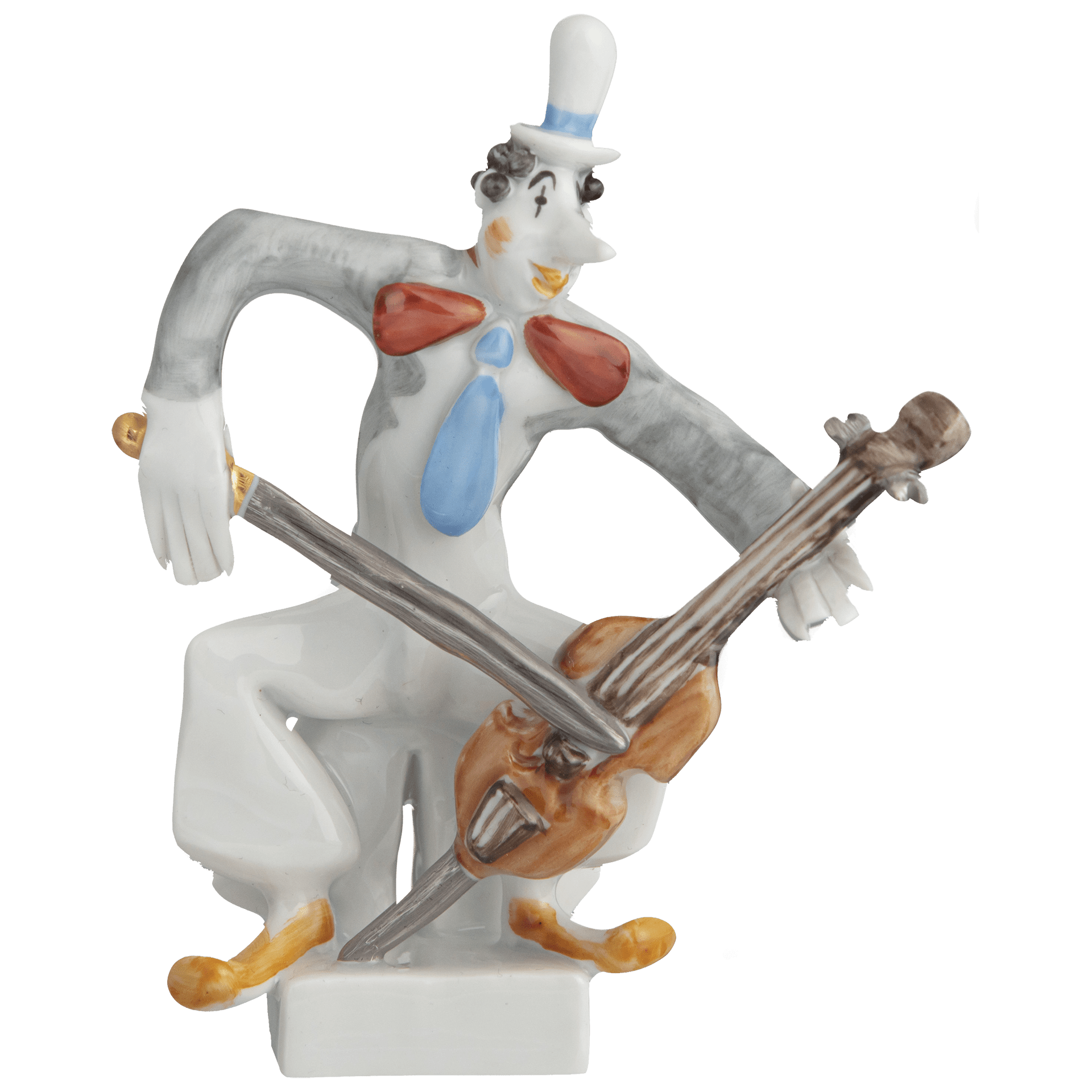 Clown mit Cello, Platin staffiert, reich, 7,5 cm | Meissen Miniaturfiguren - Edition 901300 - 60662 - Meissen Weimar