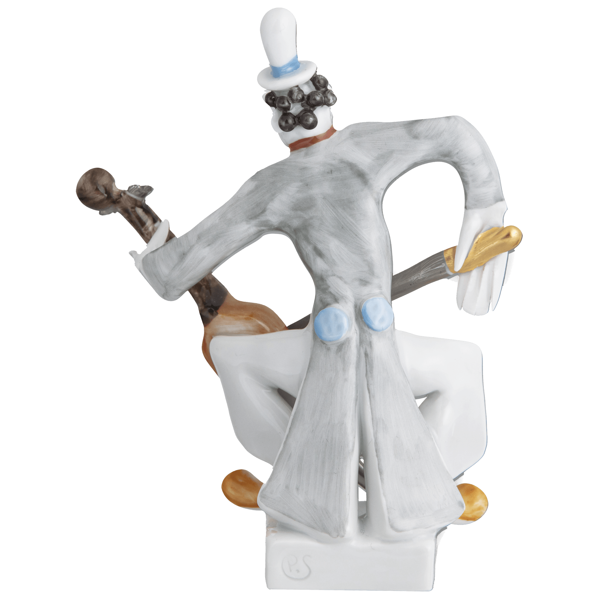 Clown mit Cello, Platin staffiert, reich, 7,5 cm | Meissen Miniaturfiguren - Edition 901300 - 60662 - Meissen Weimar