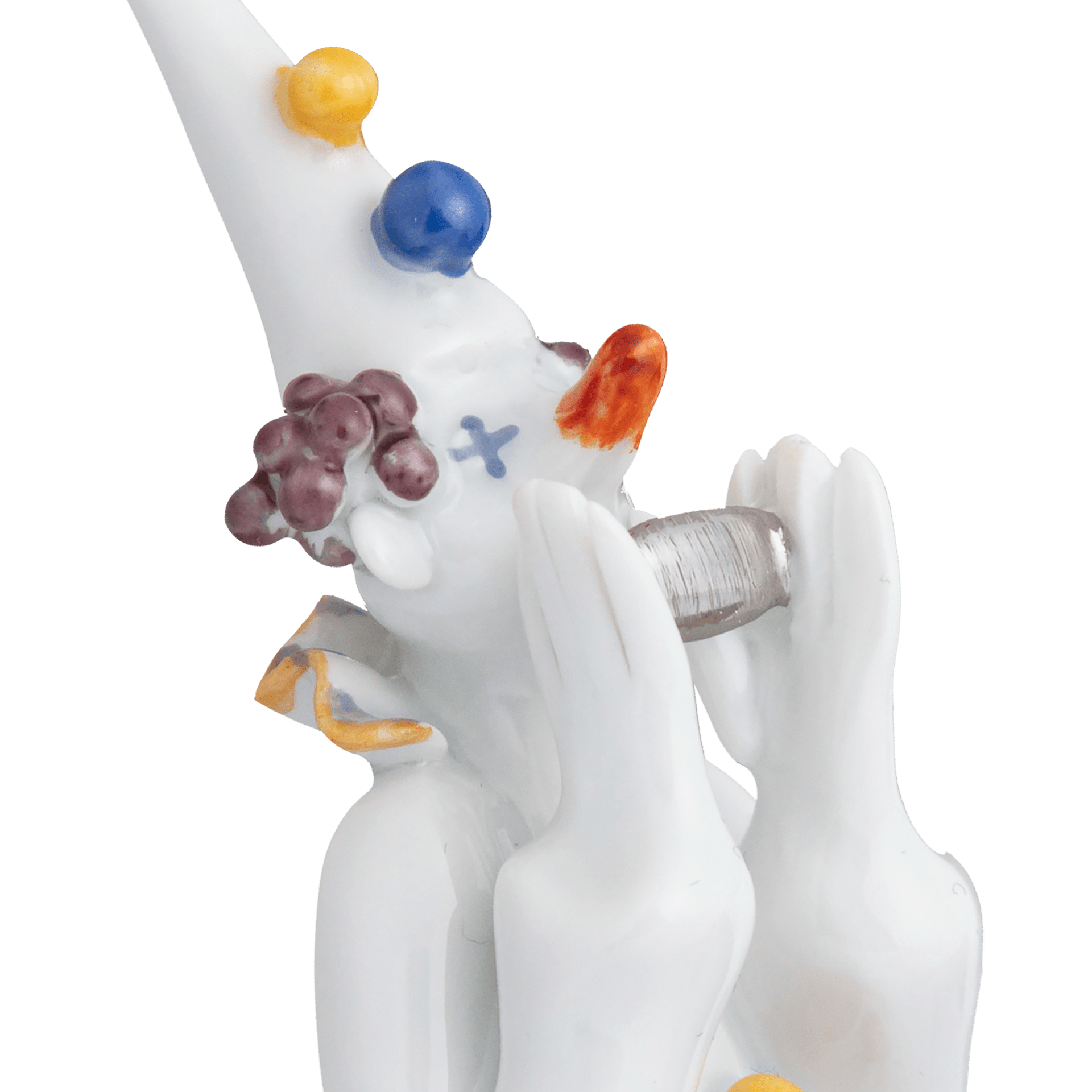 Clown mit Harmonika, Platin staffiert, reich, 10 cm | Clownskapelle 901300 - 60651 - Meissen Weimar