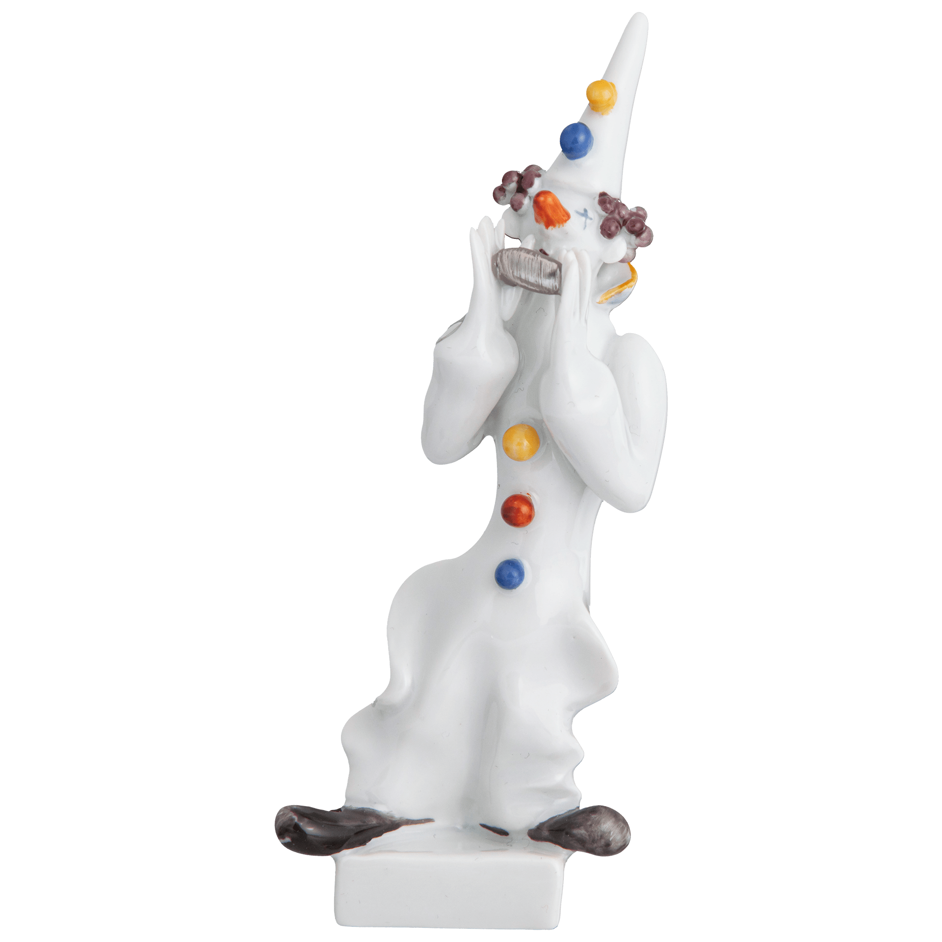 Clown mit Harmonika, Platin staffiert, reich, 10 cm | Clownskapelle 901300 - 60651 - Meissen Weimar