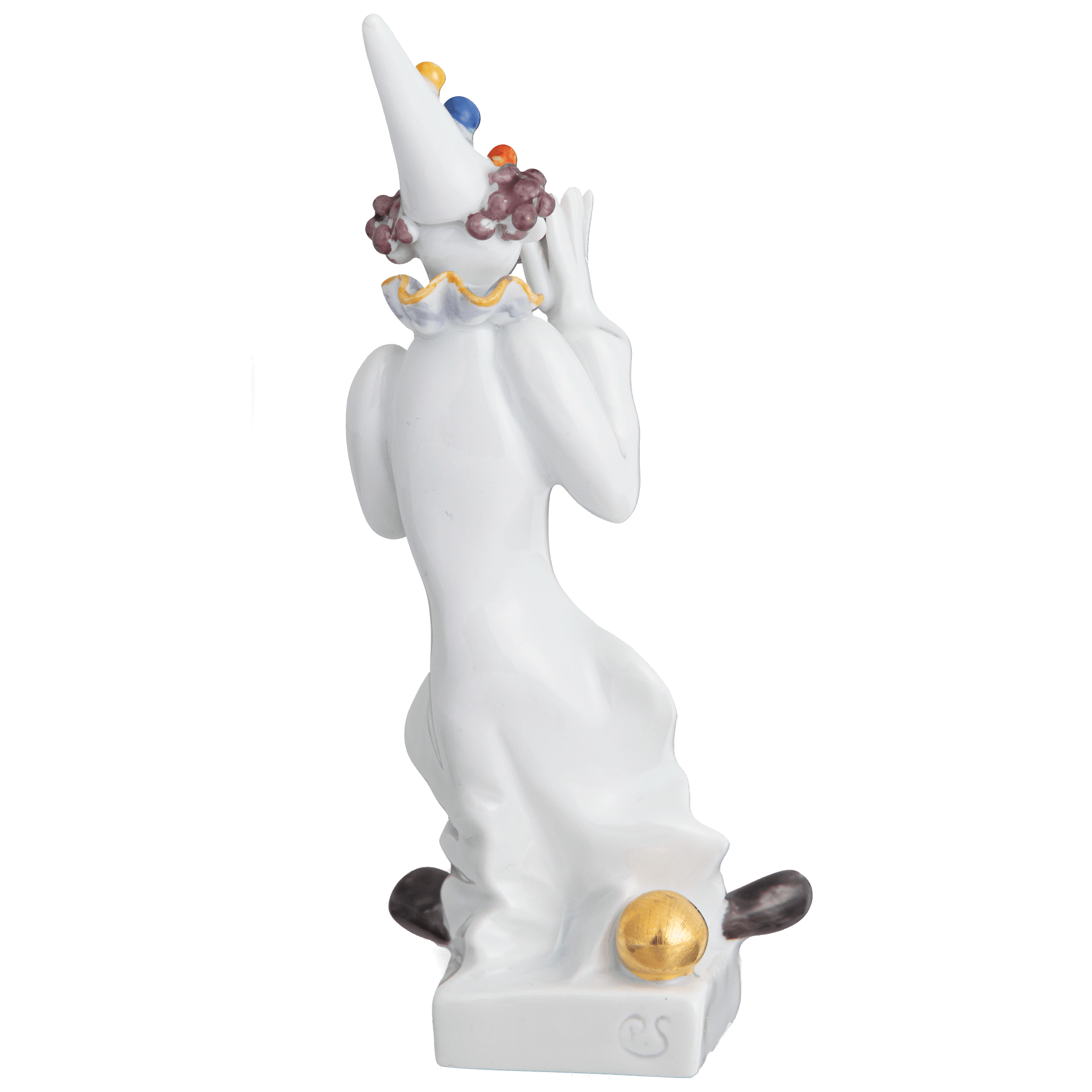 Clown mit Harmonika, Platin staffiert, reich, 10 cm | Clownskapelle 901300 - 60651 - Meissen Weimar