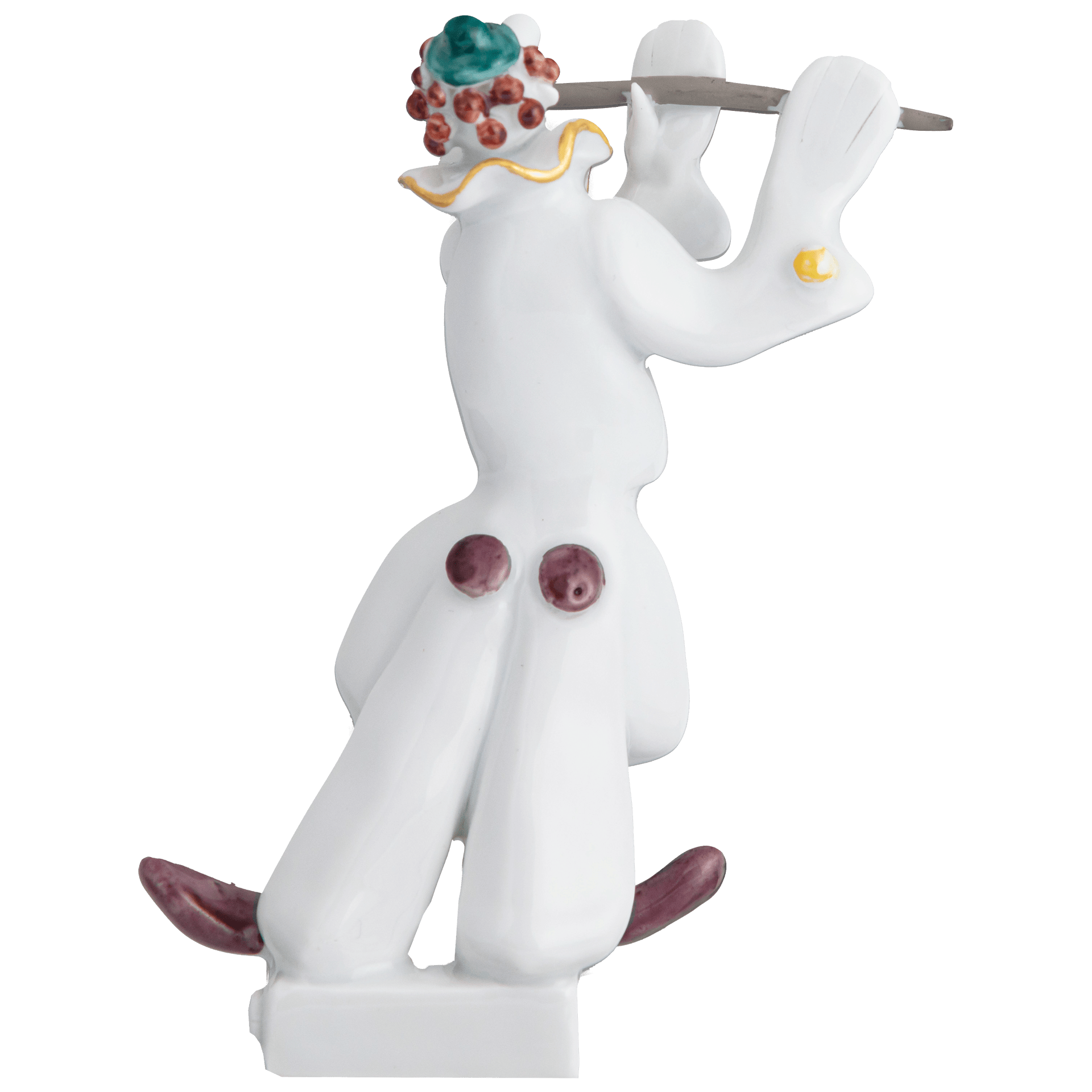Clown mit Querflöte, Platin staffiert, reich, 8 cm | Clownskapelle 901300 - 60660 - Meissen Weimar