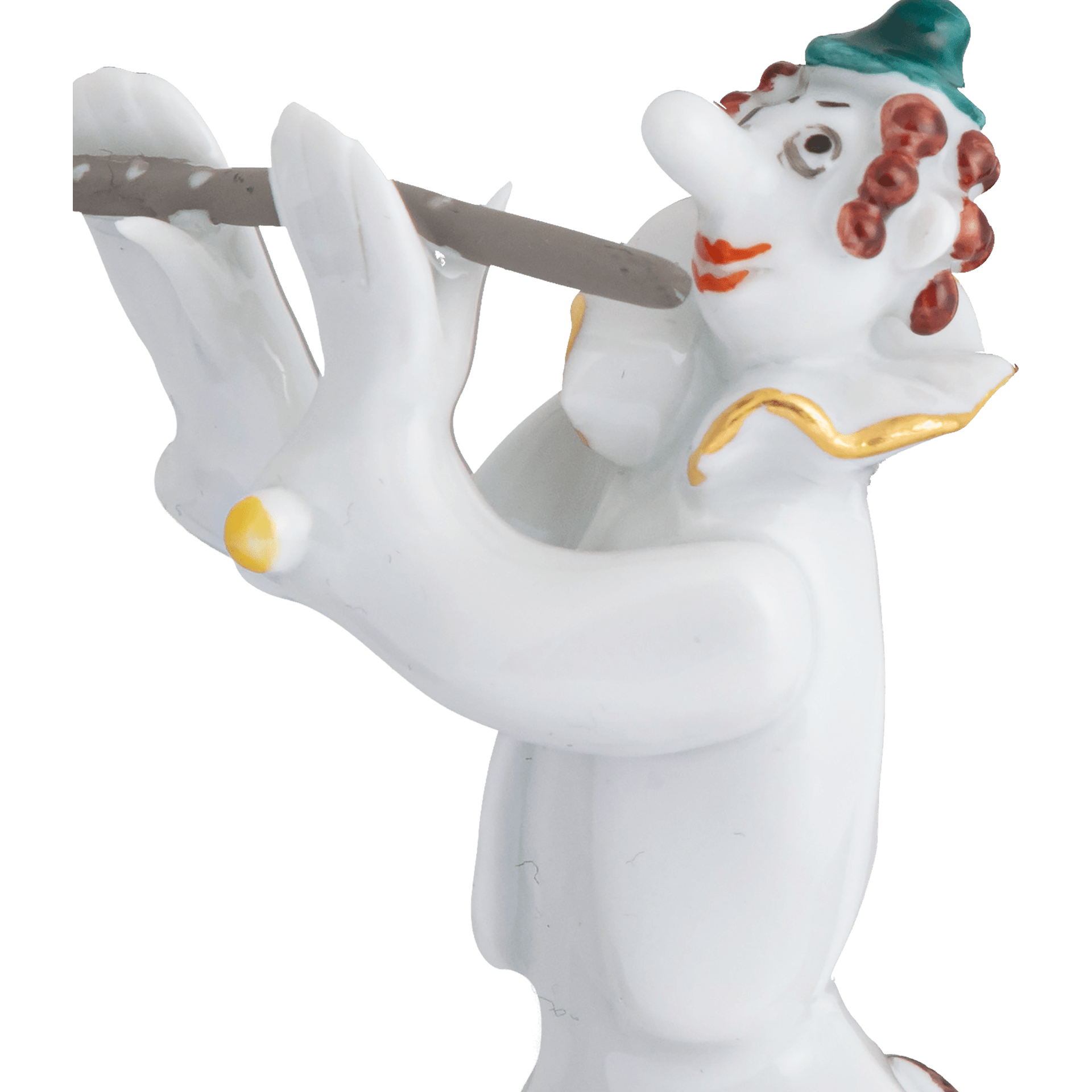 Clown mit Querflöte, Platin staffiert, reich, 8 cm | Clownskapelle 901300 - 60660 - Meissen Weimar