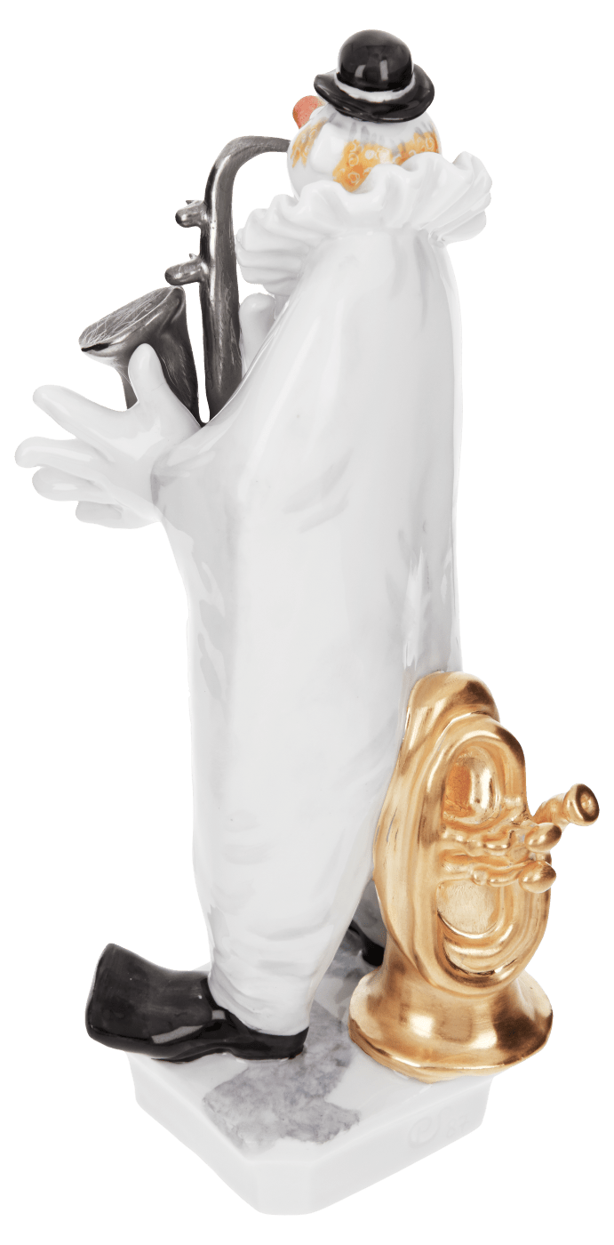 Clown mit Saxophon, Platin staffiert, reich | Meissen Figuren - Edition Künstlerkapelle 901300 - 60462 - Meissen Weimar