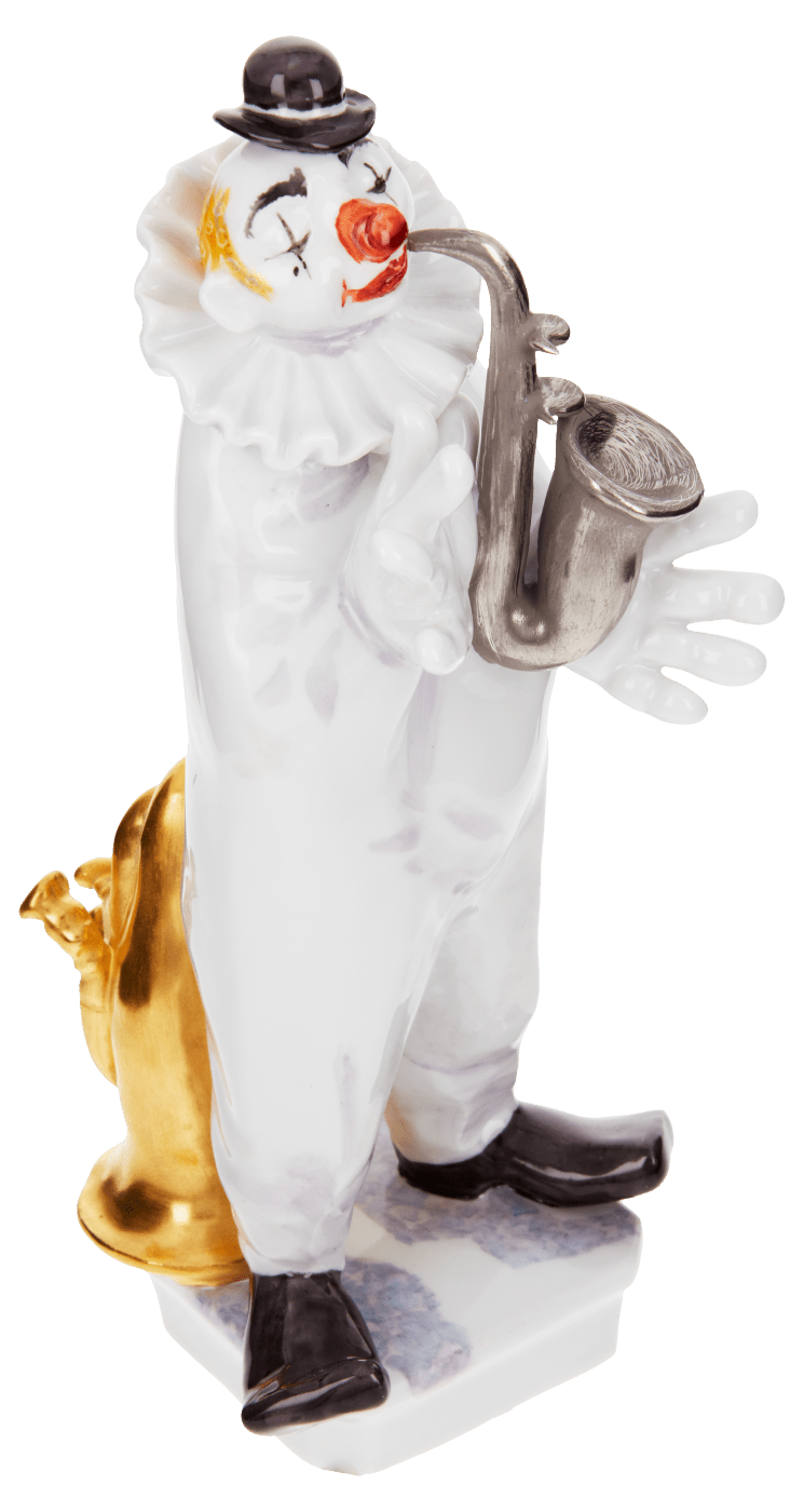 Clown mit Saxophon, Platin staffiert, reich | Meissen Figuren - Edition Künstlerkapelle 901300 - 60462 - Meissen Weimar