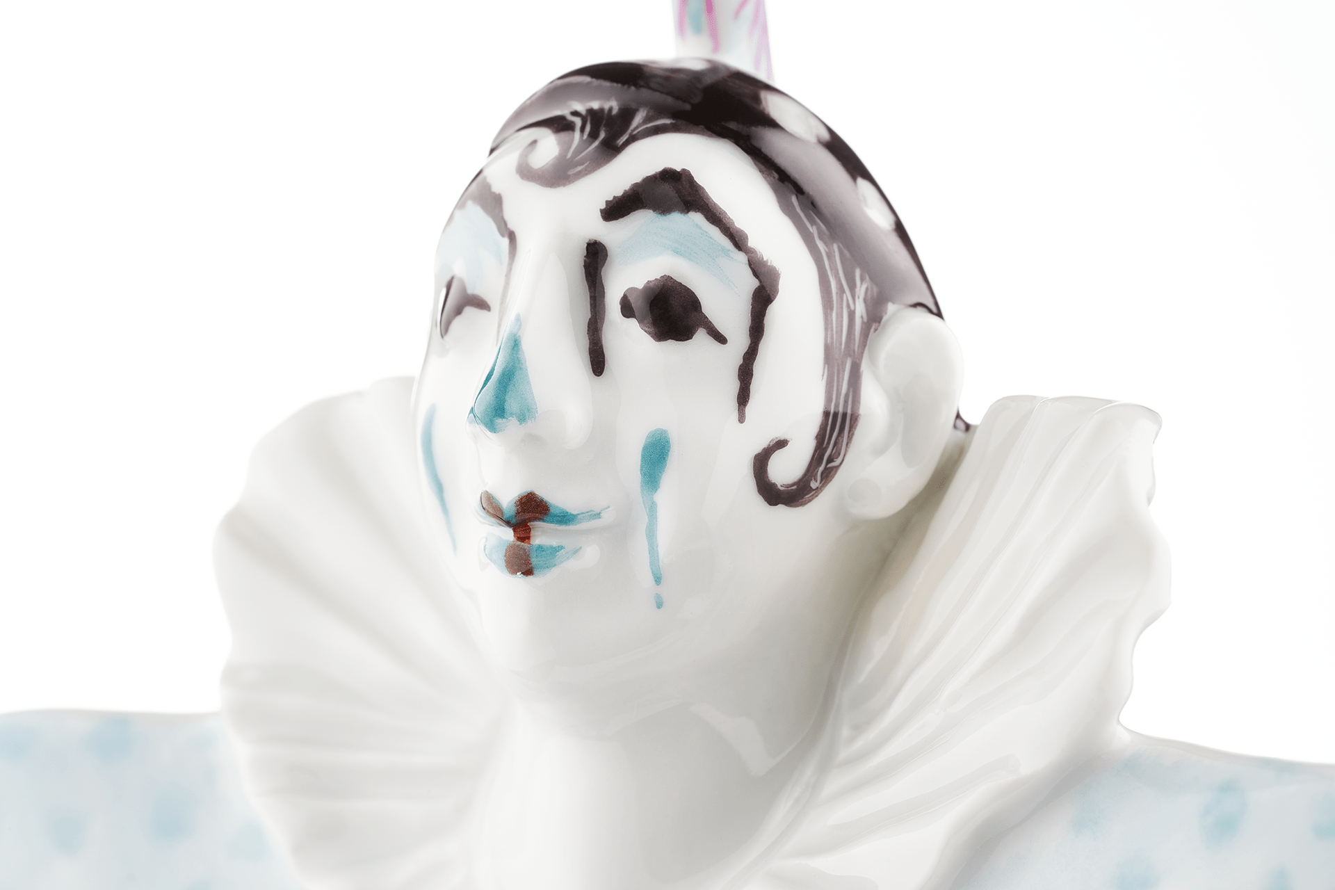 Clown mit Trommel, Platin staffiert, reich | Meissen Figuren - Edition Künstlerkapelle 901300 - 60464 - Meissen Weimar