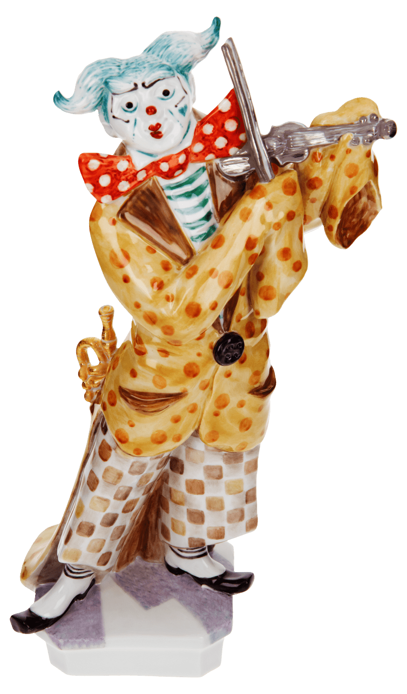 Clown mit Violine, Platin staffiert, reich | Meissen Künstlerkapelle 901300 - 60465 - Meissen Weimar