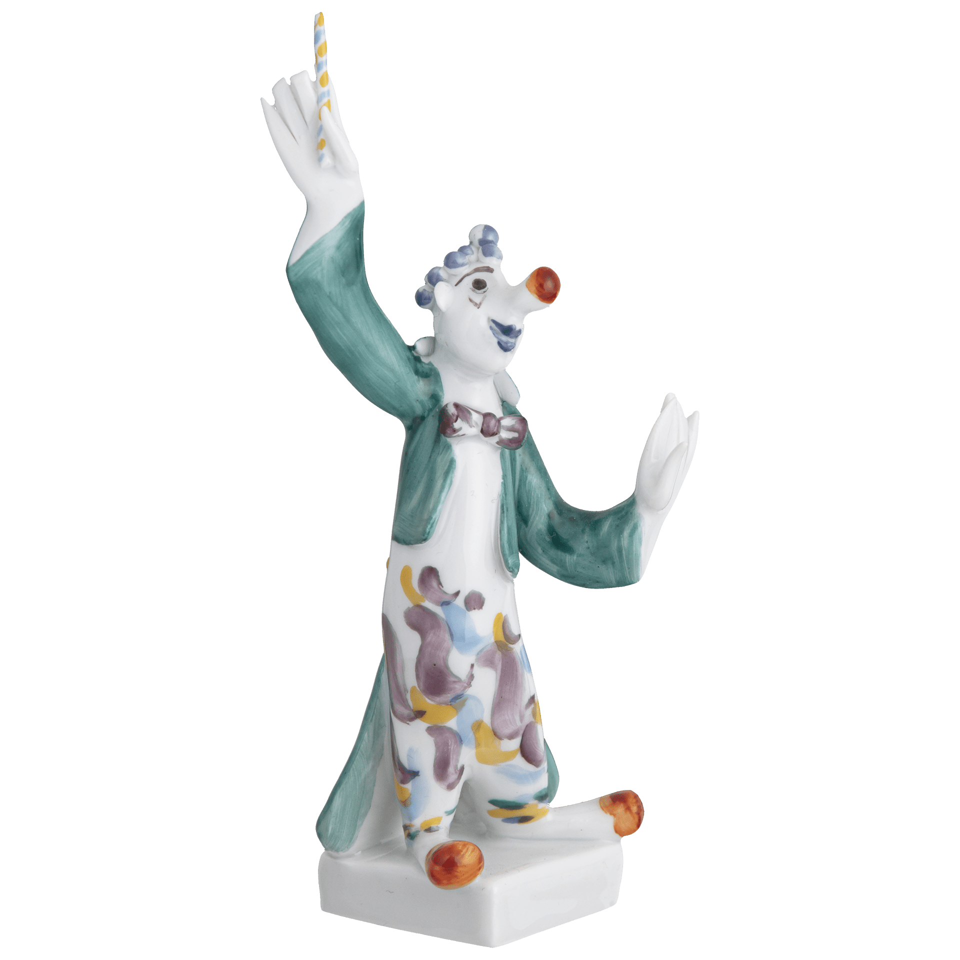 Clownskapelle Clown als Dirigent, Bunt staffiert, 10 cm | Meissen Miniaturfiguren - Edition 900100 - 60659 - Meissen Weimar