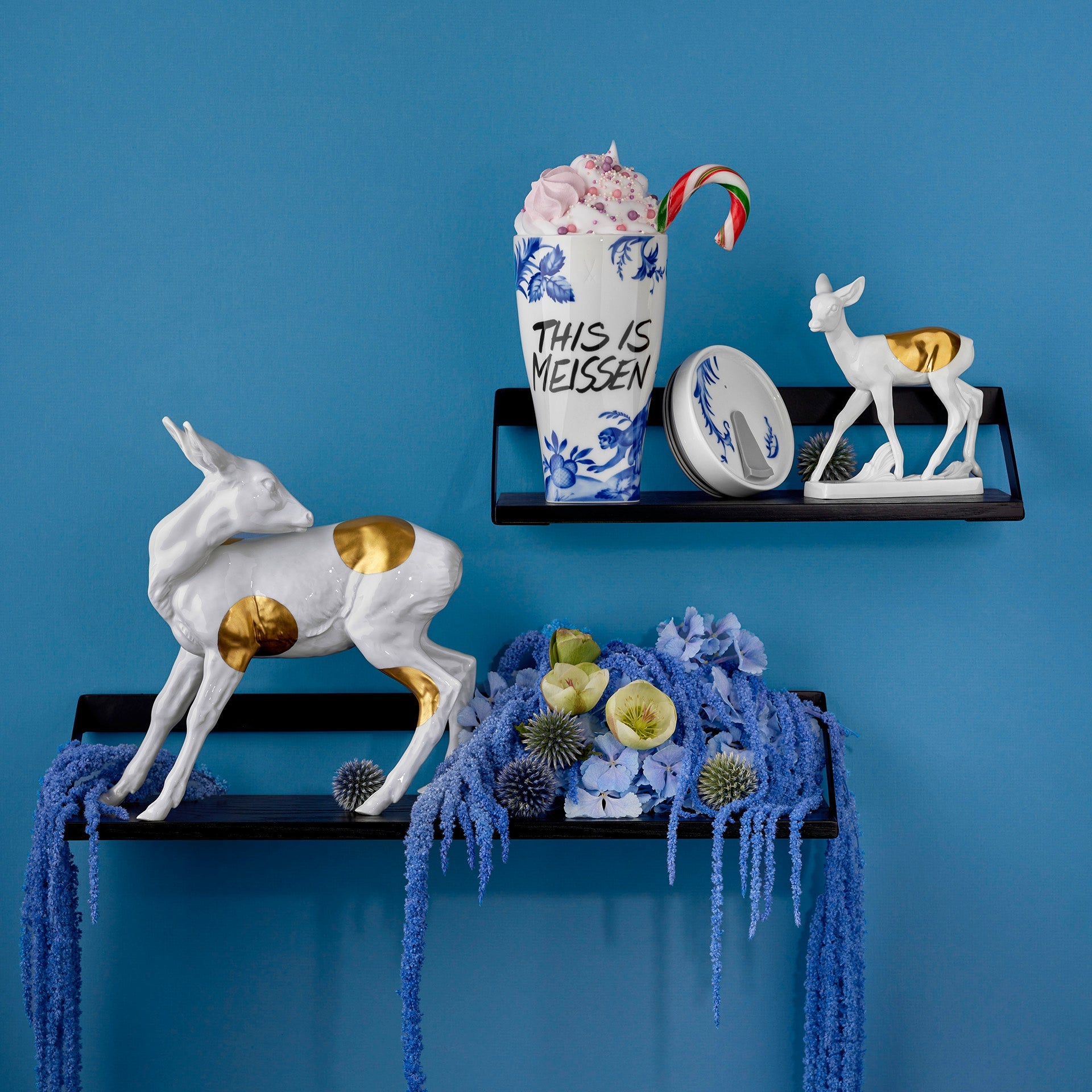 Coffee to go Becher Affe & Faultier Kobaltblau Ø 9 cm, 0,35 l mit Manschette | Meissen Coffee to go Collection - Nova vs-79a933-46m01 - Meissen Weimar