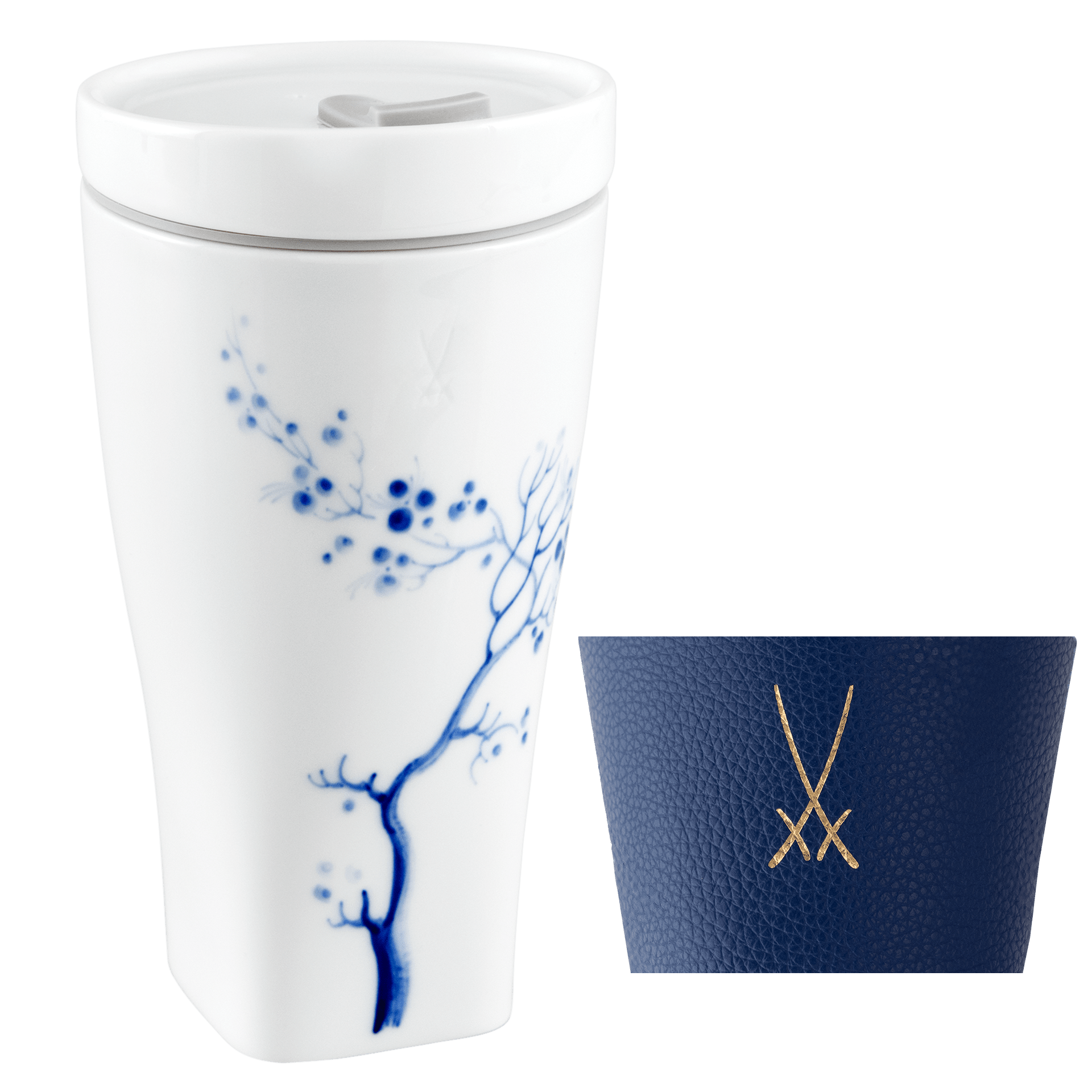 Coffee to go Becher Blue Orchid, H 17 cm, mit Manschette | Meissen Coffee to go Collection - Nova vs-830501-46m01 - Meissen Weimar
