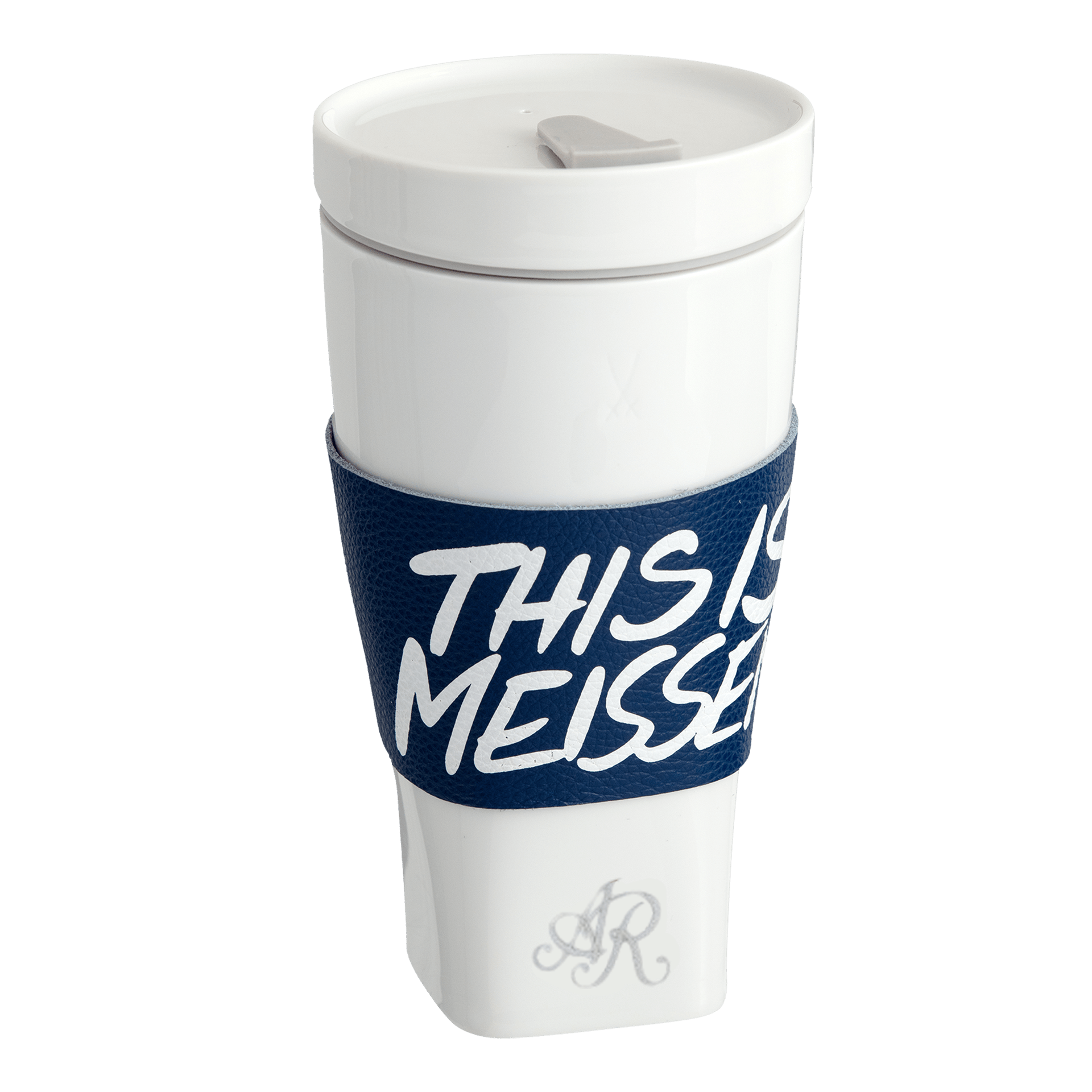 Coffee to go Becher, Weiß mit Monogramm platin, V 0,35 l | Meissen Coffee to go Collection - Nova vs-97b203-46m02 - Meissen Weimar