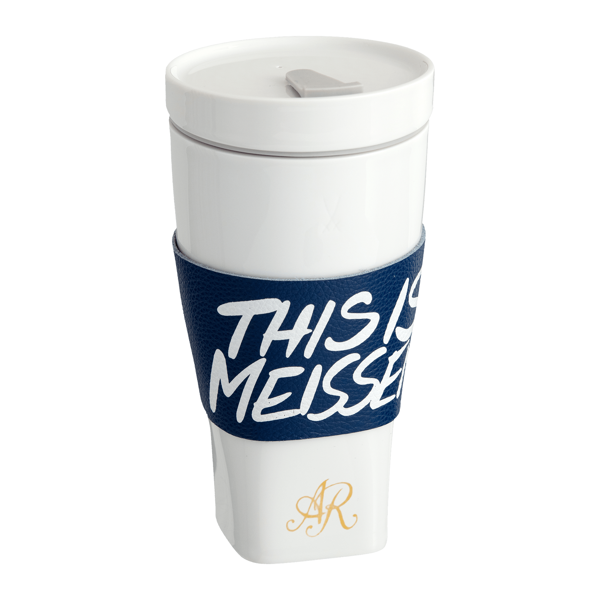 Coffee to go Becher Weiß V 0,35 l mit Monogramm gold | Meissen Coffee to go Collection - Nova vs-97b202-46m02 - Meissen Weimar