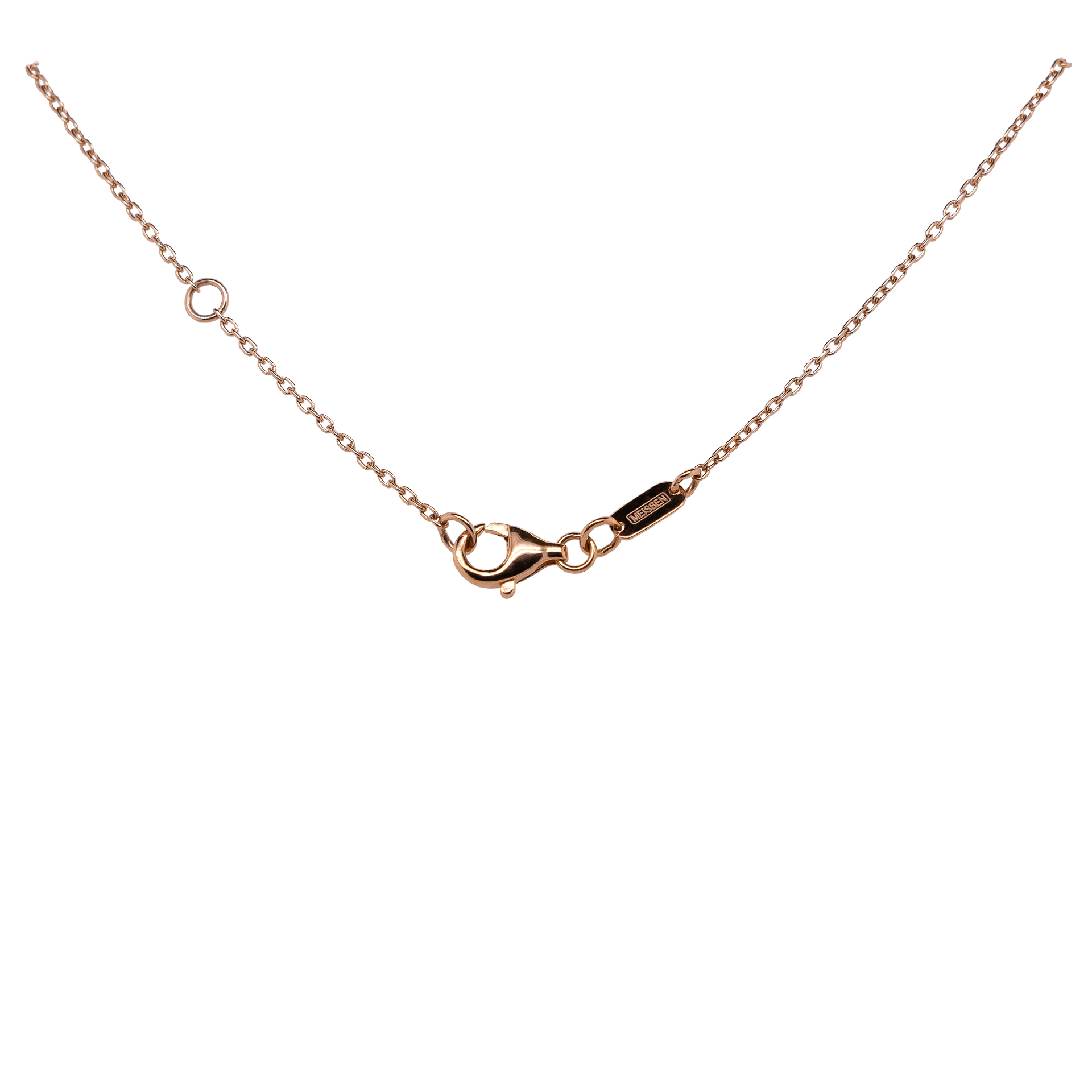 Collier, 750 Roségold, Länge 45/42 cm, 1 Porzellanblüte M, 8 Brillanten 0,13 ct, VS, fw, Vollschliff Gut | Meissen Royal Blossom Diamond MPJ20BL178C45 - Meissen Weimar
