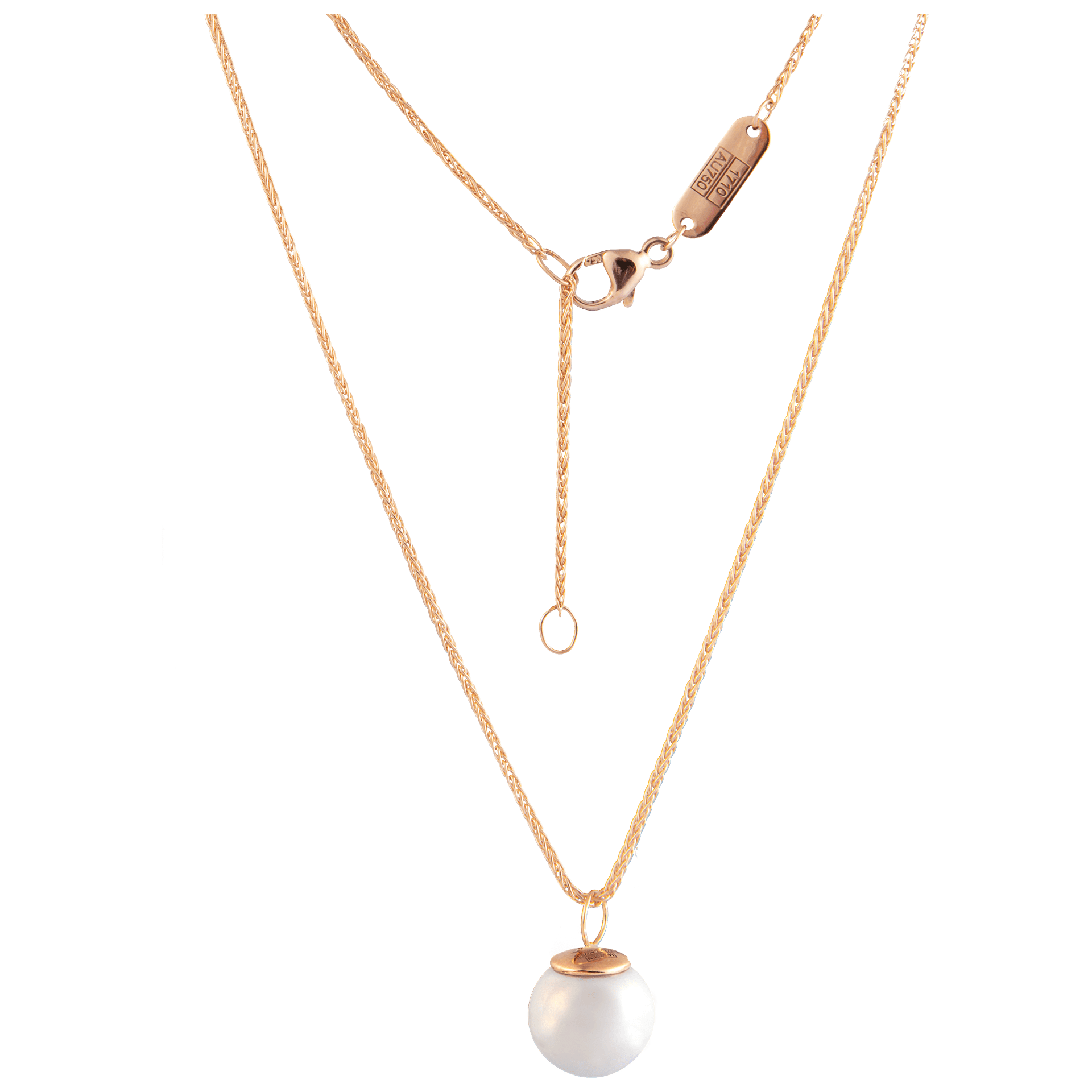 Collier Roségold, 45 cm, mit Porzellanperle | Meissen Pearl Collection mpj20pcw121c45 - Meissen Weimar