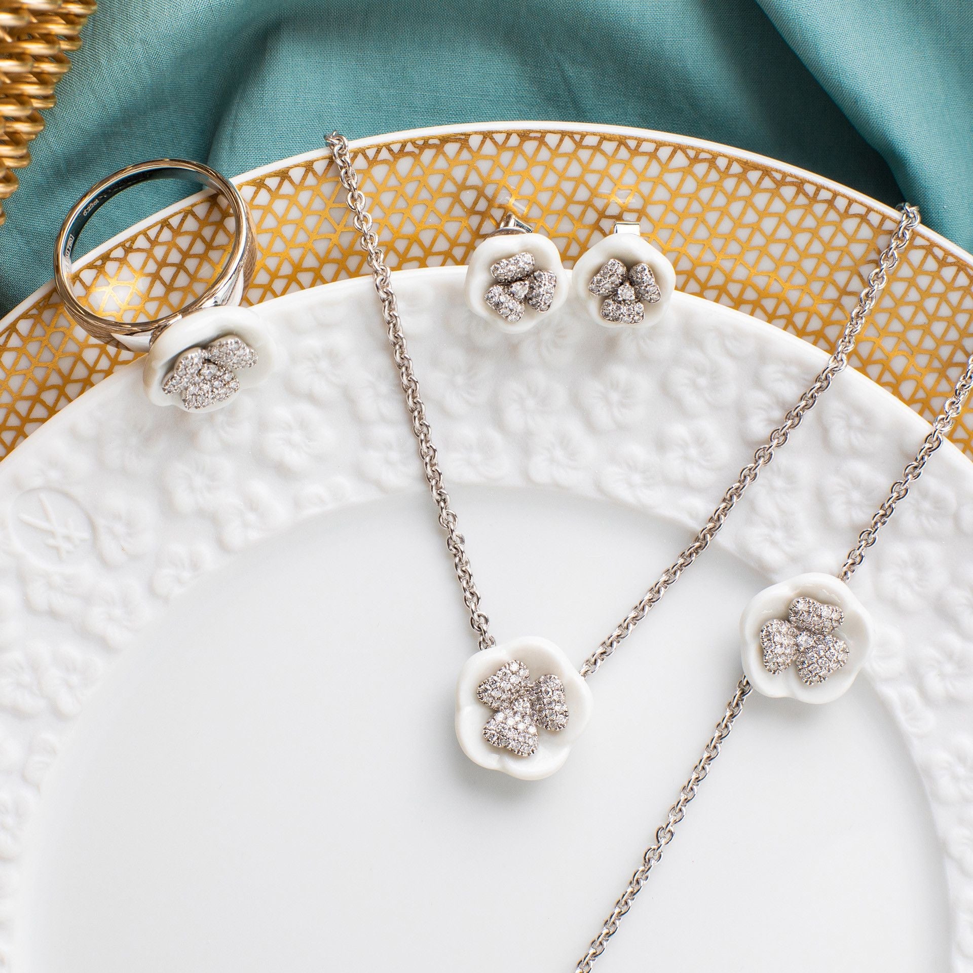 Collier Royal Blossom Pavé, 45 cm | Meissen Royal Blossom Collection mpj20bl233c45 - Meissen Weimar