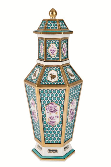 Deckelvase, Wabenrelief, H 32 cm | Meissen Limitierte Meisterwerke 207584 - 51353 - Meissen Weimar