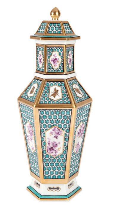 Deckelvase, Wabenrelief, H 32 cm | Meissen Limitierte Meisterwerke 207584 - 51353 - Meissen Weimar
