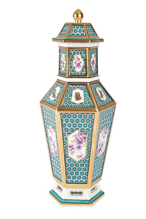 Deckelvase, Wabenrelief, H 32 cm | Meissen Limitierte Meisterwerke 207584 - 51353 - Meissen Weimar