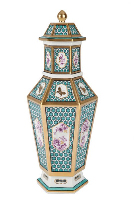 Deckelvase, Wabenrelief, H 32 cm | Meissen Limitierte Meisterwerke 207584 - 51353 - Meissen Weimar