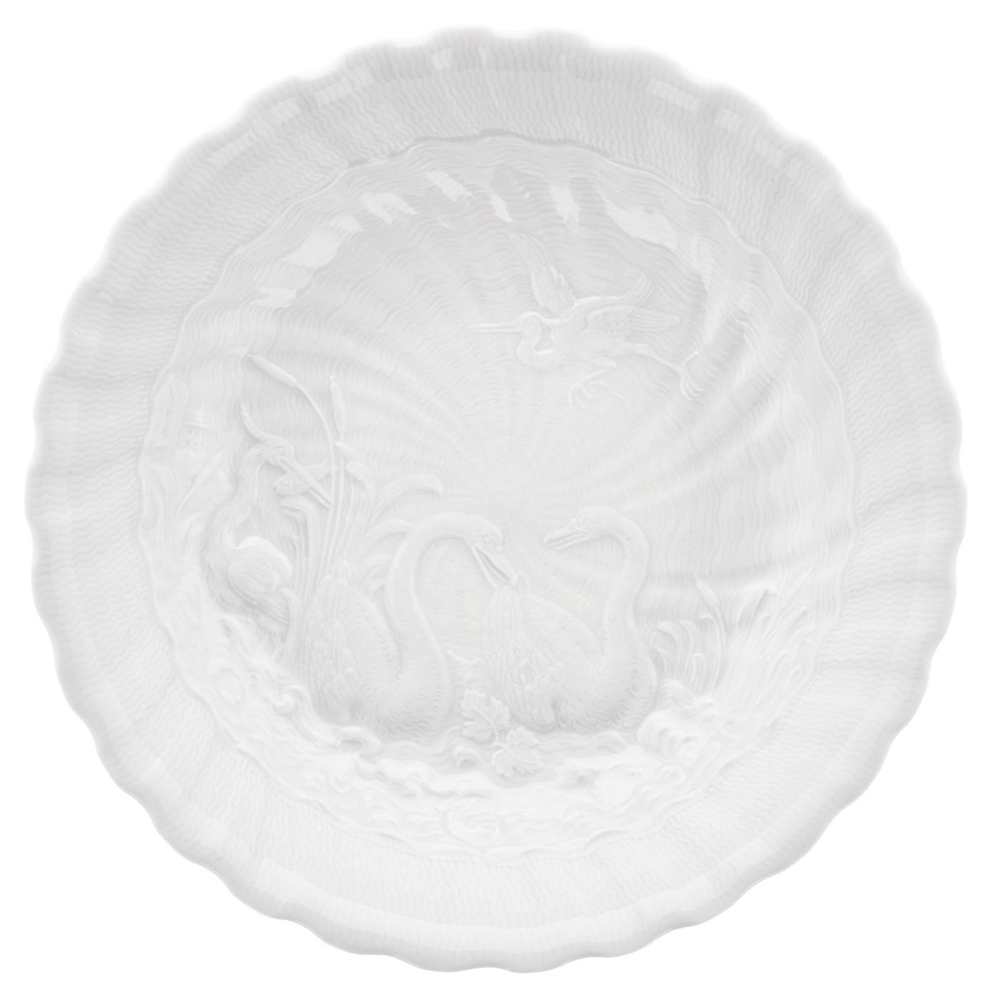 Dessertschale, groß, rund, Ø 16,5 cm, weiß | Meissen Schwanendessin 000001 - 05411 - Meissen Weimar