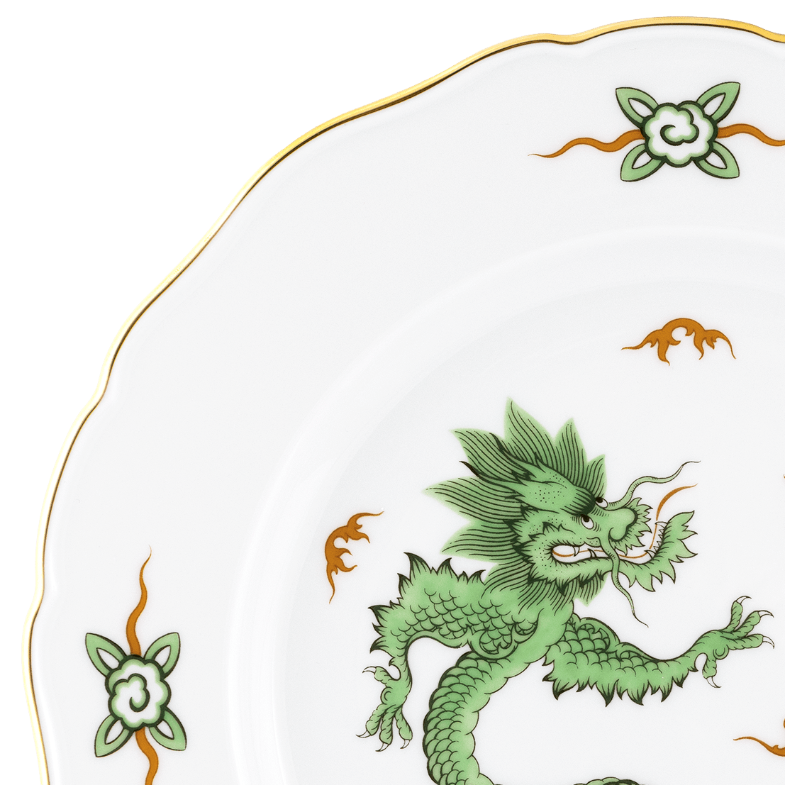 Dessertteller Ming Drache grün, handausgemalt, Ø 18 cm | Meissen Neuer Ausschnitt 33d310-00501 - Meissen Weimar