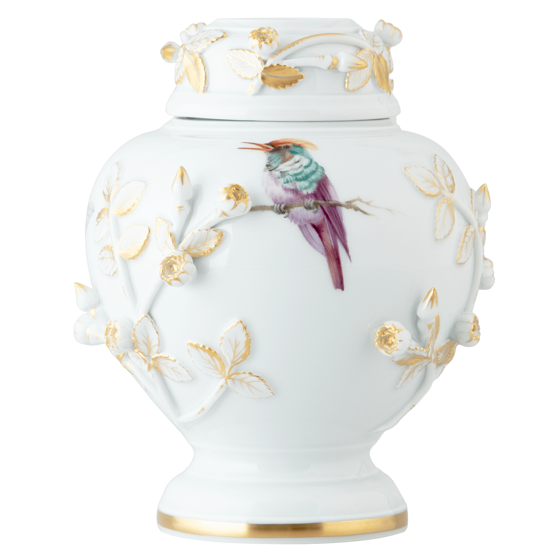 Dose "Kolibris im Blütenstrauch", Lim. 50, H 13,5 cm | Meissen Limited Edition 26A574-82382 - Meissen Weimar