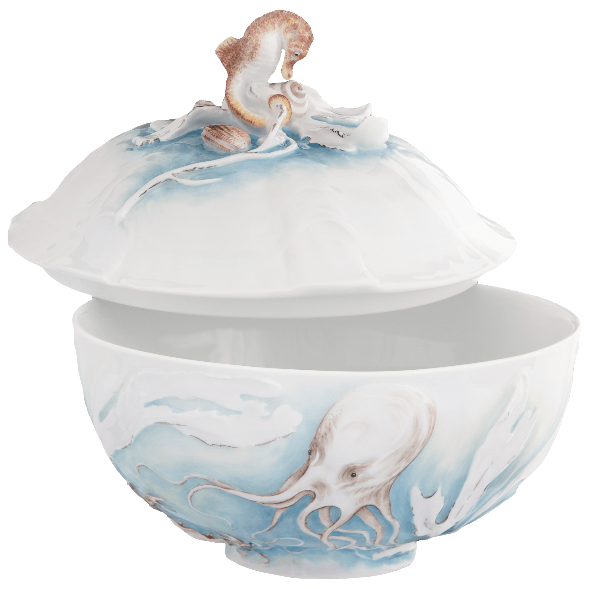Dose mit Deckel in Form eines Seepferdchens, Künstlertior 'Meereswesen', H 20 cm | Meissen Atelier 901384 - 52659 - Meissen Weimar