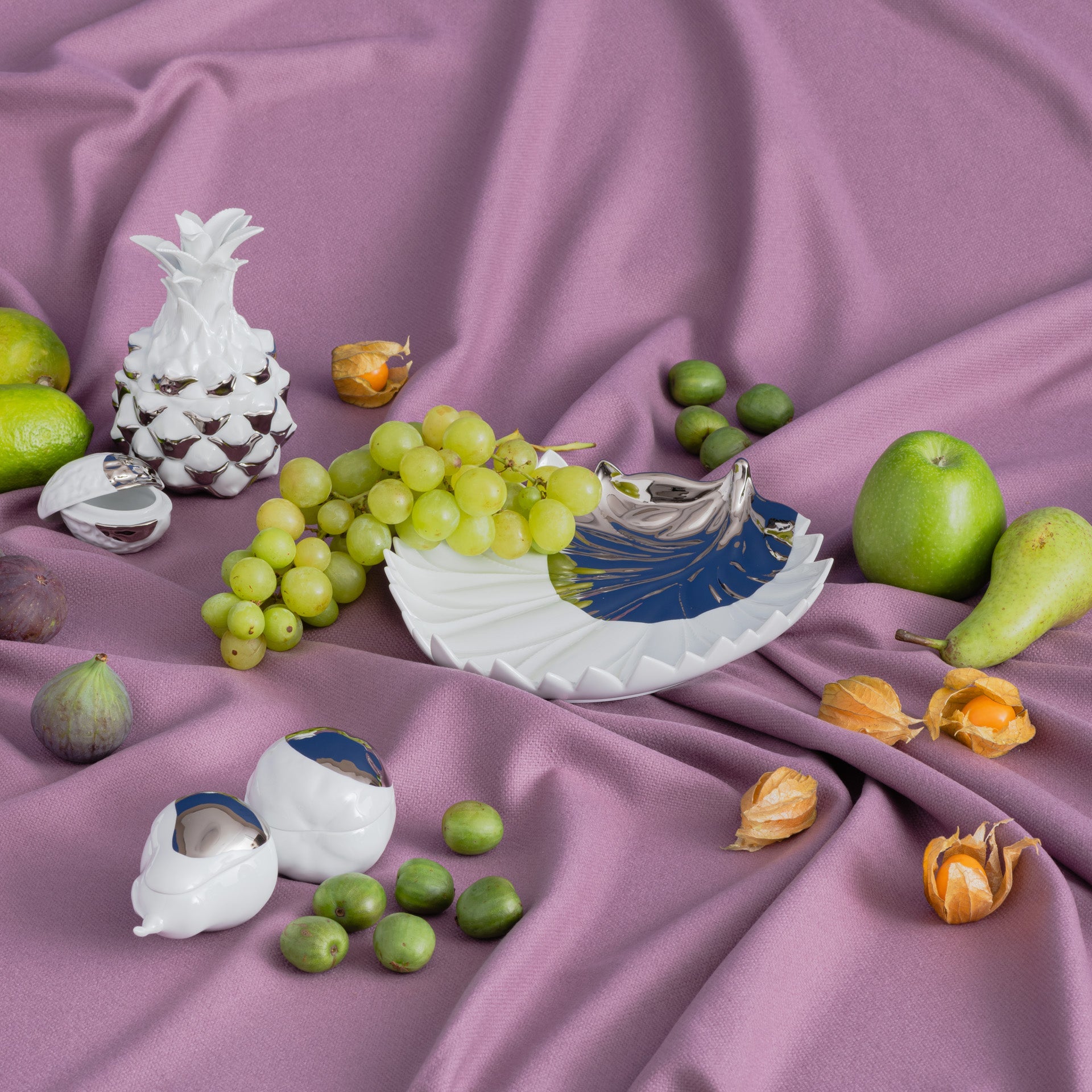 Dose, Platin, H 15 cm | Meissen Dosen Kollektion "Orangerie" 99a533 - 52250 - Meissen Weimar