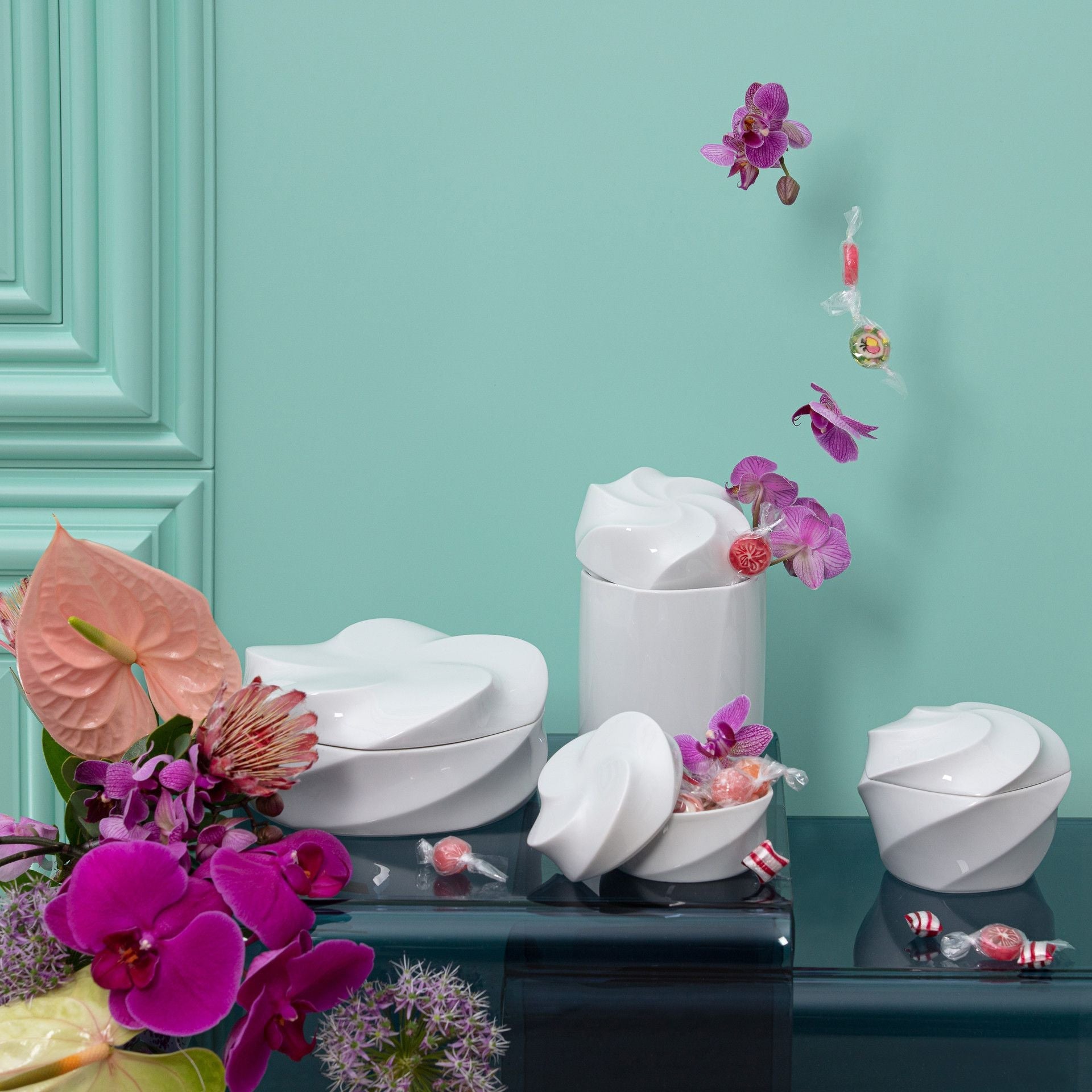 Dose, "Twist", hoch, Weiß, Ø 10 cm | Meissen Dosen Kollektion 000001 - 52995 - Meissen Weimar