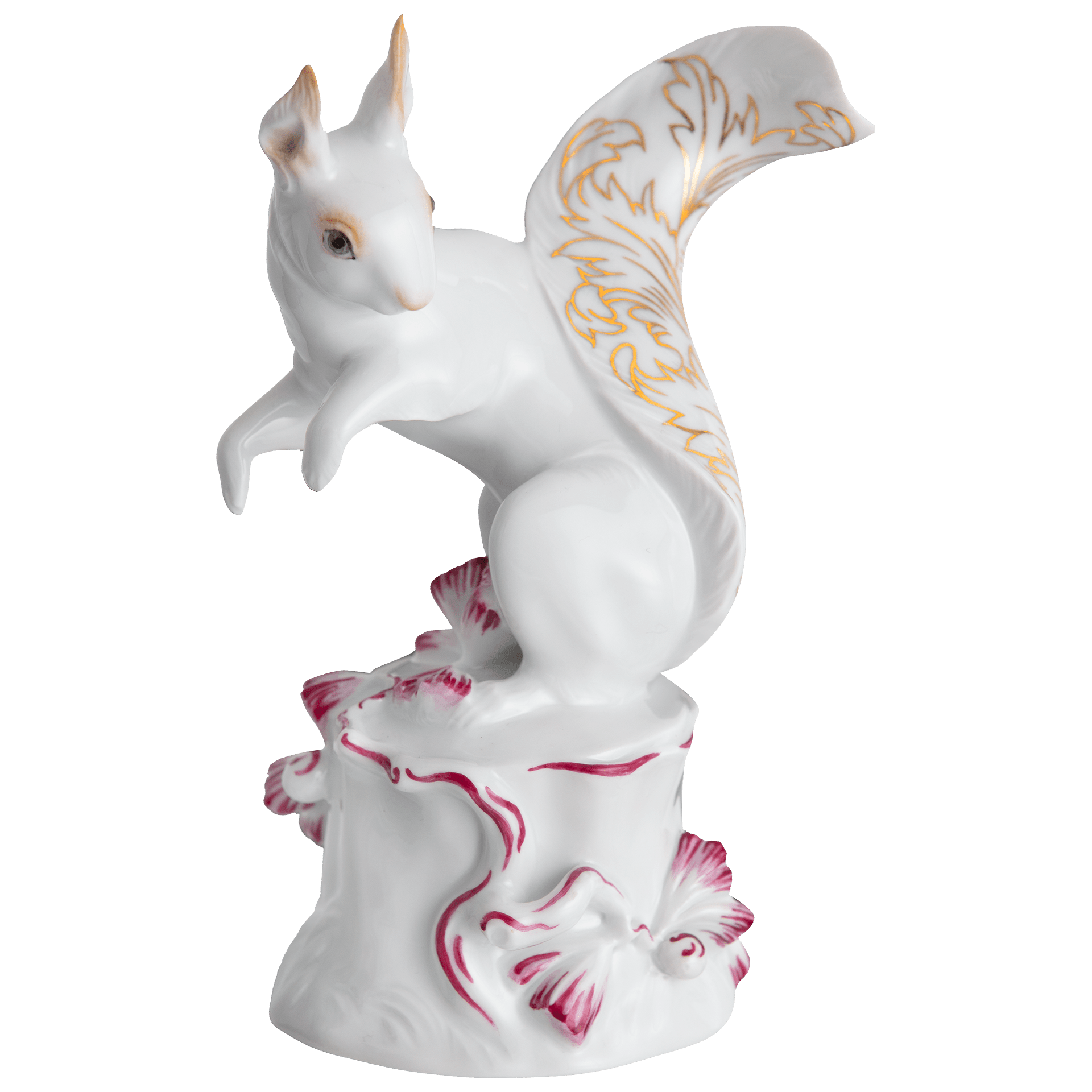 Eichhörnchen, Goldener Arkanthus, H 14 cm | Meissen Einzelplastik 90A481 - 78758 - Meissen Weimar