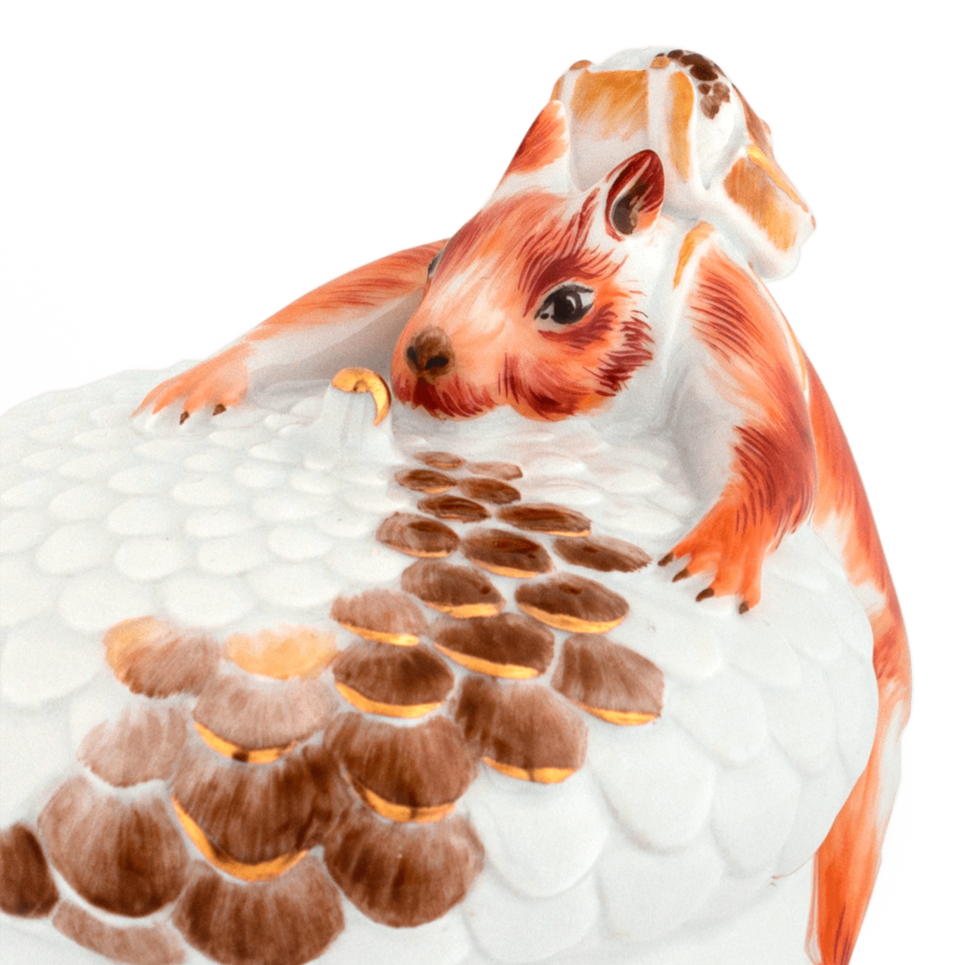 Eichhörnchen "Nutpacker", Bunt und gold staffiert, H 10 cm | Meissen Einzelplastik 900300-78A10 - Meissen Weimar