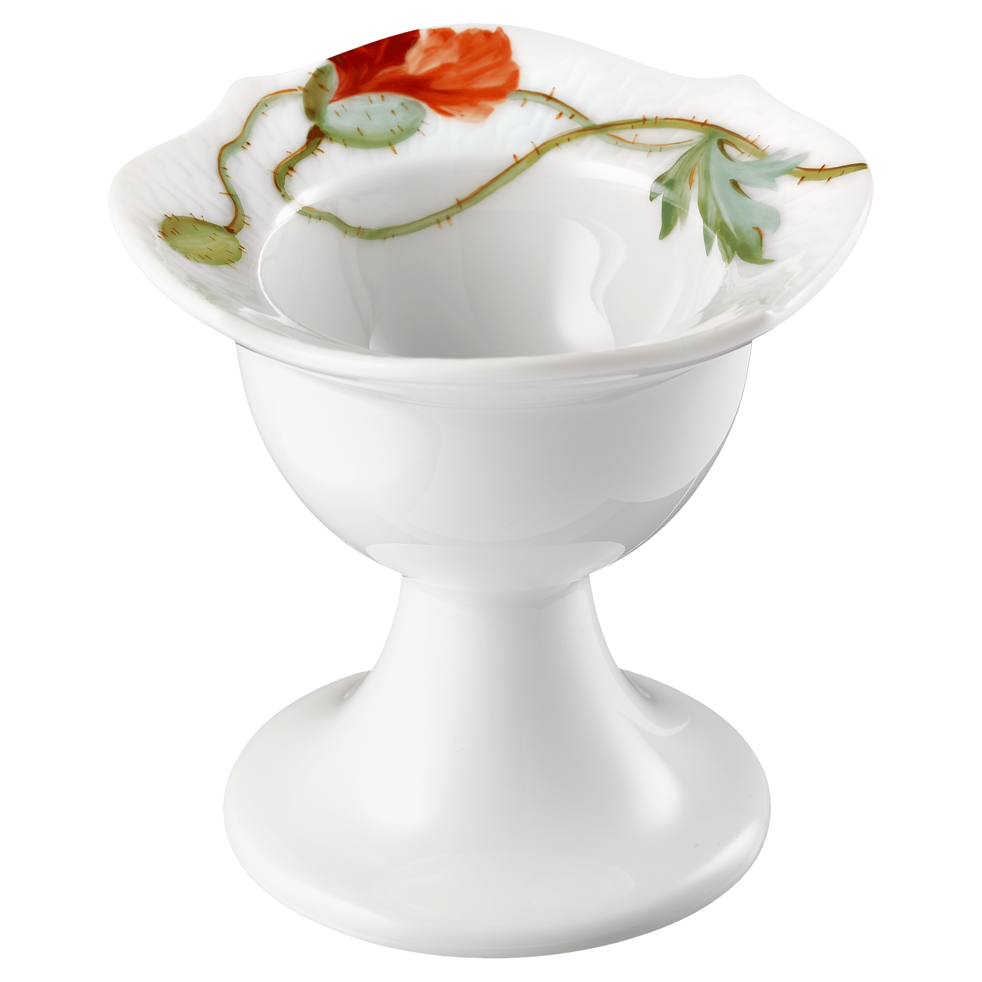 Eierbecher, Blumenmalerei "Wilder Mohn", rot, weißer Rand, H 7 cm | Meissen Wellenspiel Relief 615201 - 29179 - Meissen Weimar
