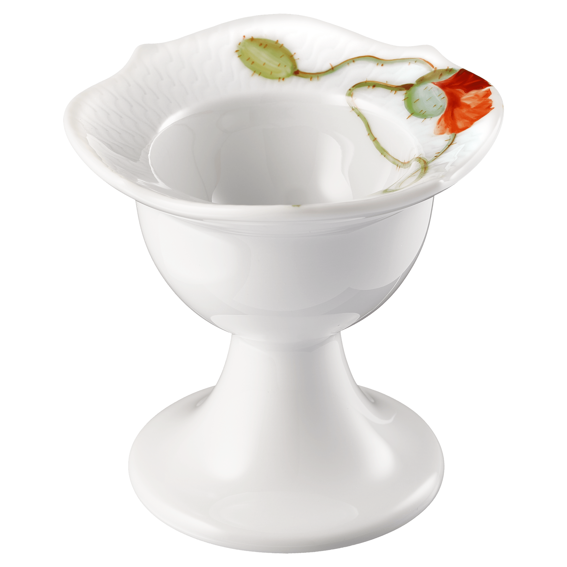 Eierbecher, Blumenmalerei "Wilder Mohn", rot, weißer Rand, H 7 cm | Meissen Wellenspiel Relief 615201 - 29179 - Meissen Weimar