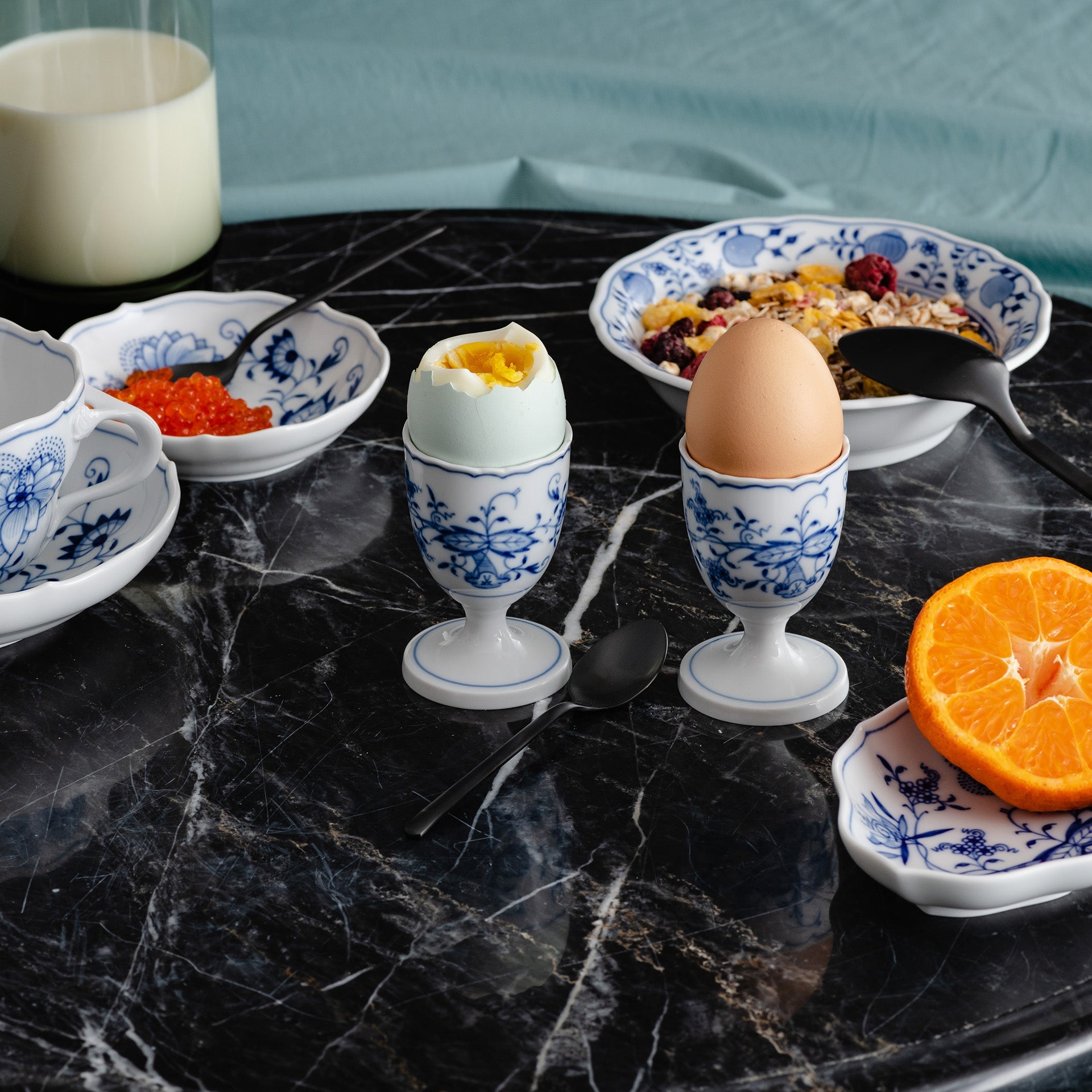 Eierbecher, Zwiebelmuster, kobaltblau, weißer Rand, H 7 cm | Meissen Neuer Ausschnitt 800101 - 00179 - Meissen Weimar