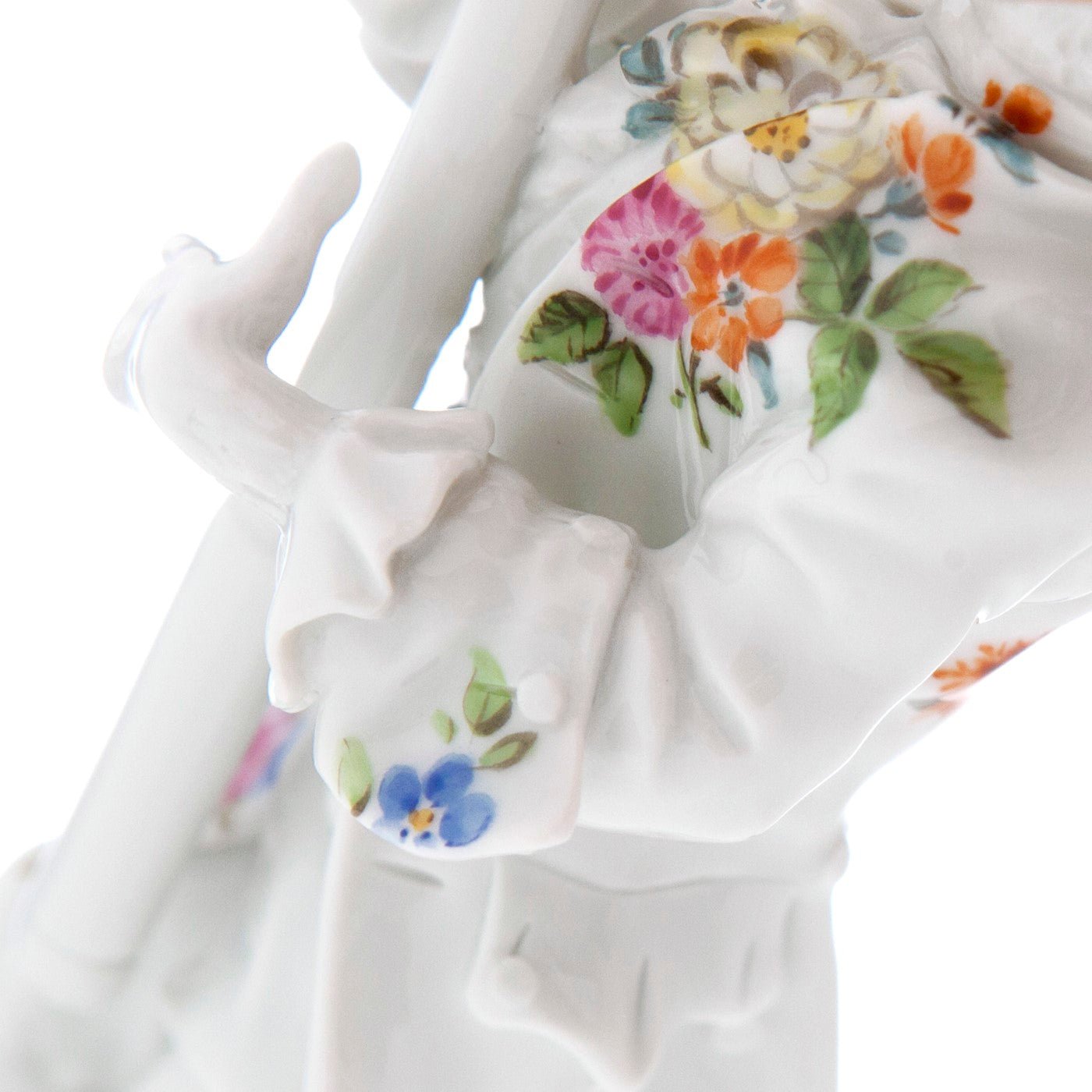 Einzelfigur Affenkapelle Fagottist, Blumenbukett, H 15 cm | Meissen Figuren - Edition Affenkapelle 91c119 - 60019 - Meissen Weimar