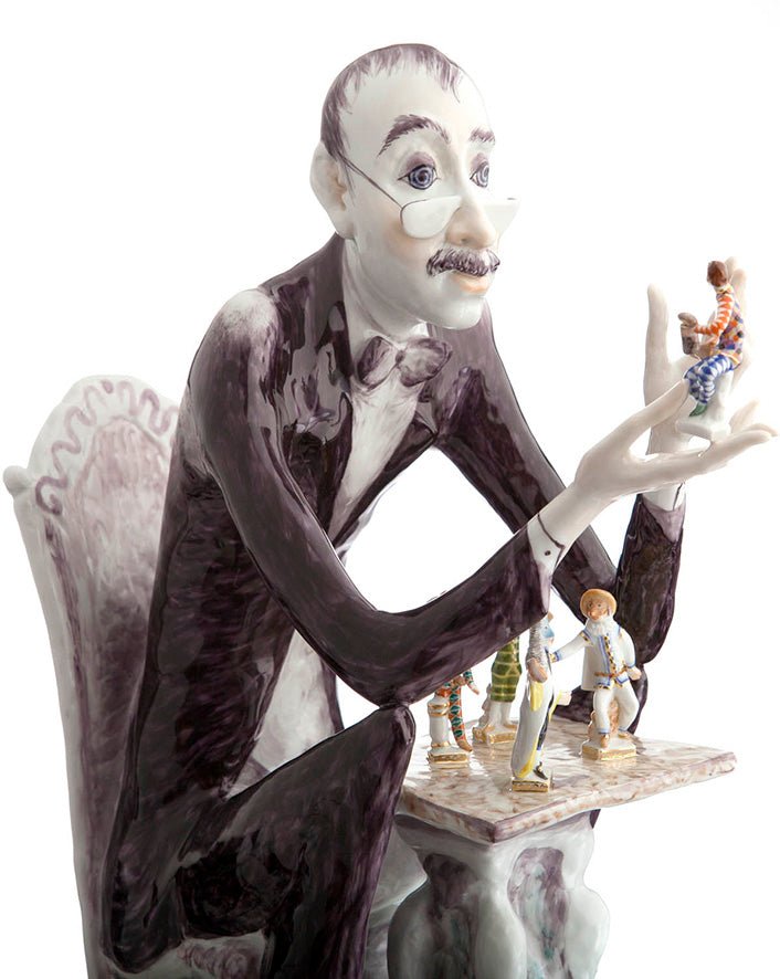 Einzelfigur Der Sammler, Bunt und gold staffiert, H 36 cm | Meissen Figuren Individuell 900300 - 73530 - Meissen Weimar