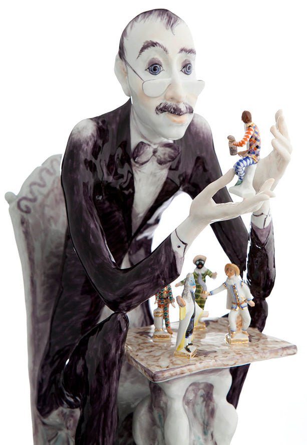Einzelfigur Der Sammler, Bunt und gold staffiert, H 36 cm | Meissen Figuren Individuell 900300 - 73530 - Meissen Weimar