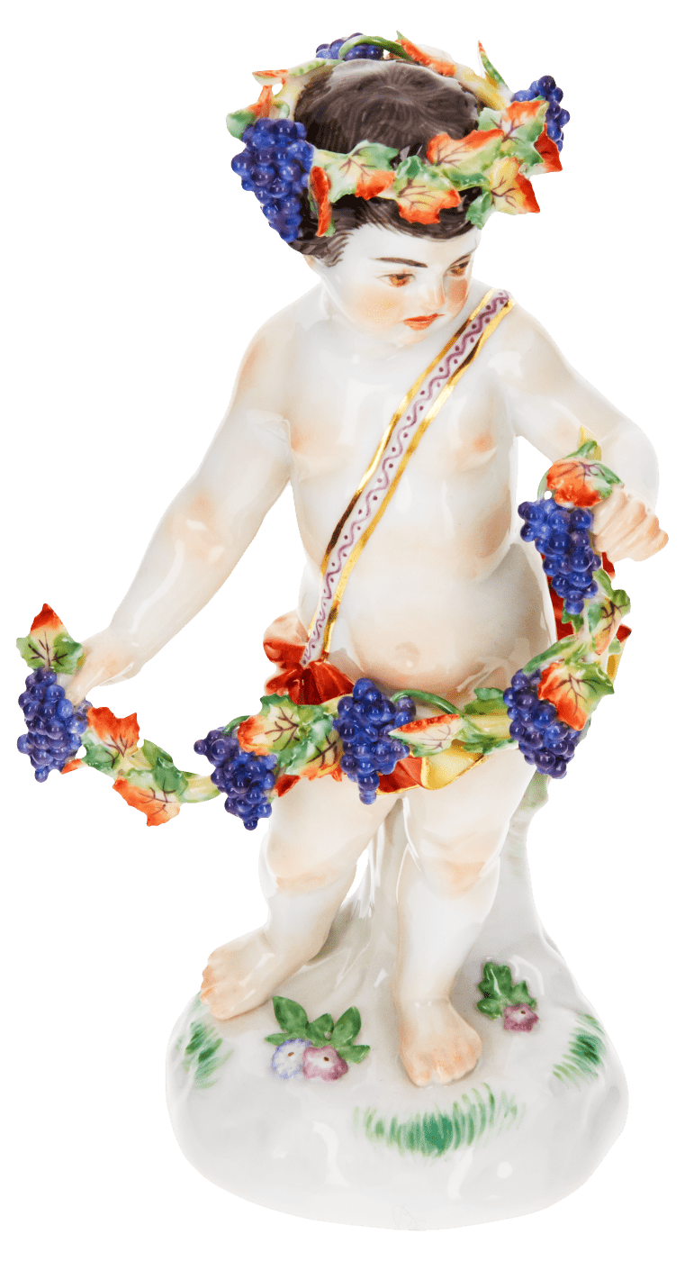 Einzelfigur Herbst, bunt und gold staffiert, H 15 cm | Meissen Figuren - Edition Dschungel 900300 - 61064 - Meissen Weimar