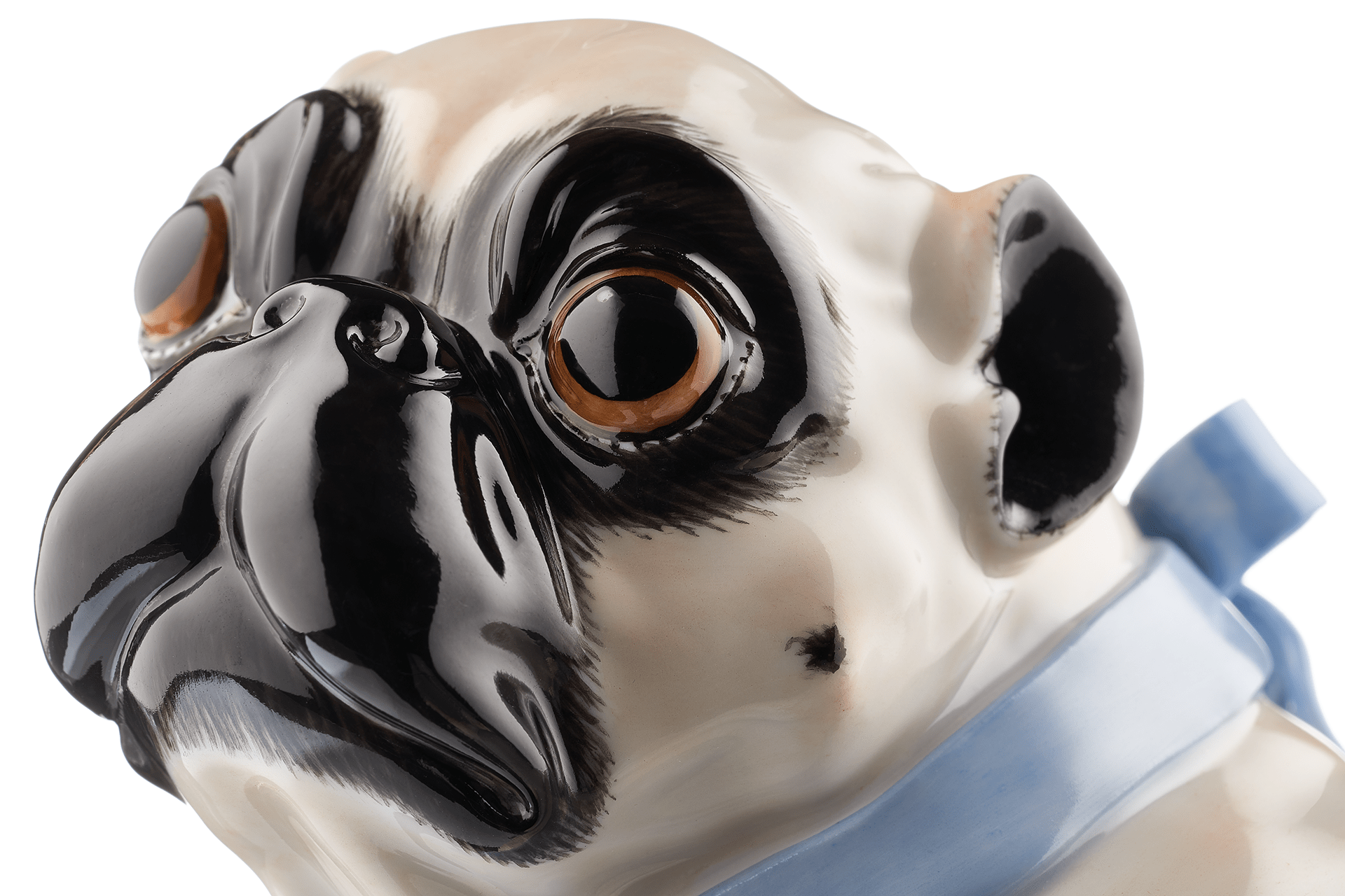 Einzelfigur Mops, bunt staffiert, H 18 cm | Meissen Figuren Individuell 900100 - 78522 - Meissen Weimar