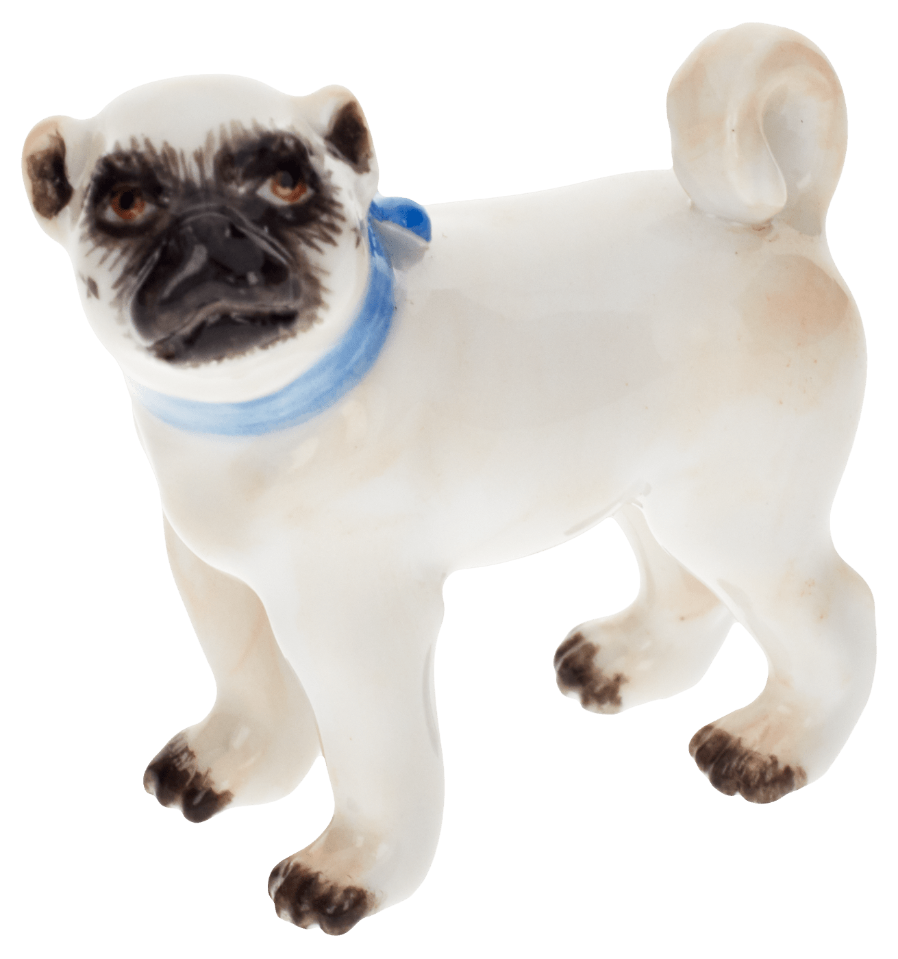 Einzelfigur Mops, Bunt staffiert, H 3,5 cm | Meissen Figuren Individuell 900100 - 78644 - Meissen Weimar
