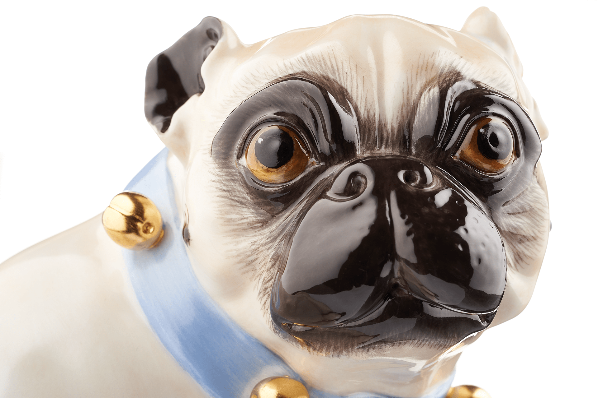 Einzelfigur Mops mit Schellen, H 18 cm | Meissen Figuren Individuell 900300 - 78525 - Meissen Weimar