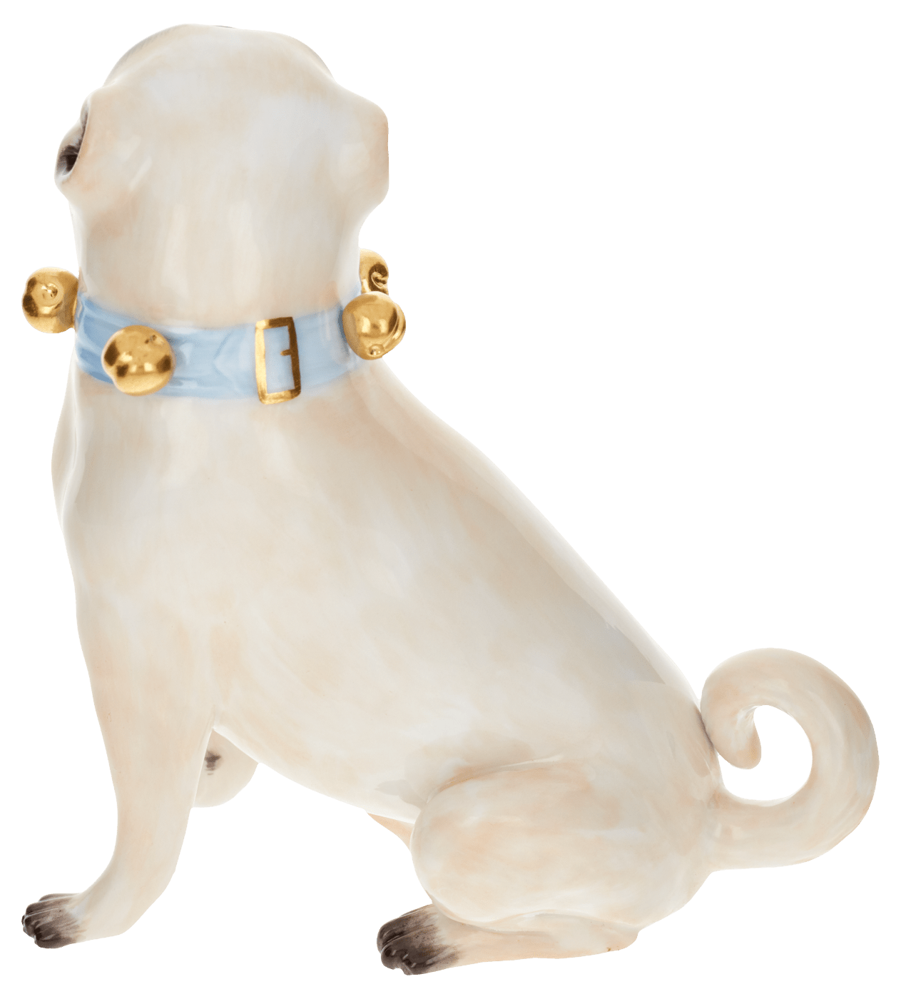 Einzelfigur Mops mit Schellen, Handbemalt, H 10 cm | Meissen Figuren Individuell 900300 - 78519 - Meissen Weimar