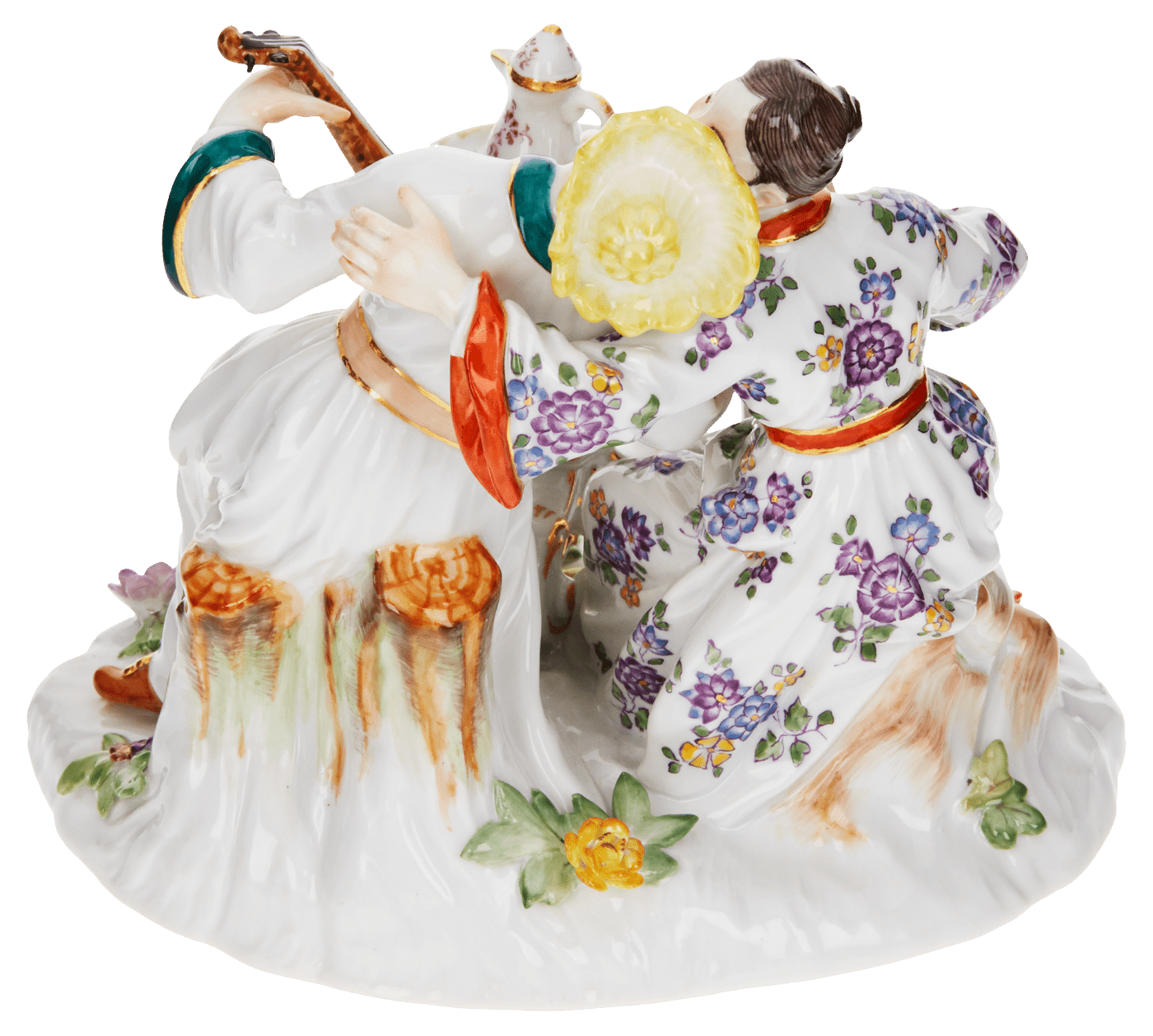 Einzelfigur Paar am Teetisch, bunt und gold staffiert, H 12 cm | Meissen Figuren - Edition Amoretten 900300 - 65519 - Meissen Weimar