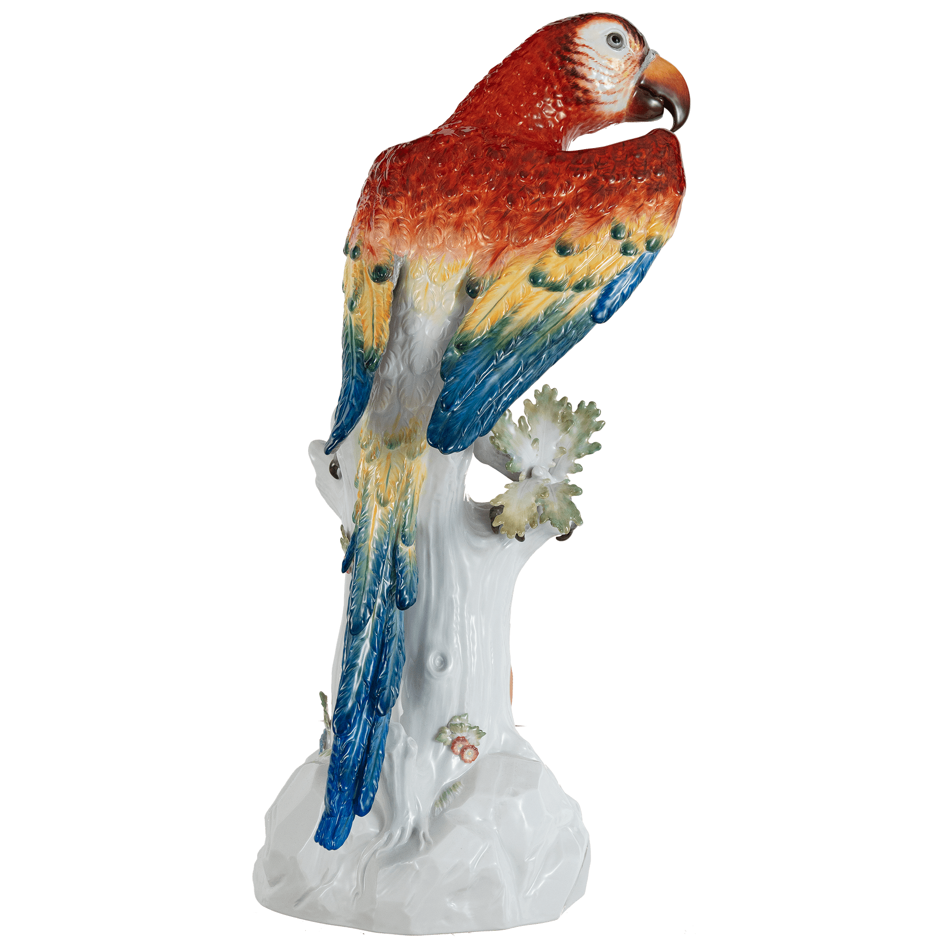 Einzelfigur Papagei, Bunt staffiert, H 42 cm | Meissen Figuren Individuell 900100-77235 - Meissen Weimar